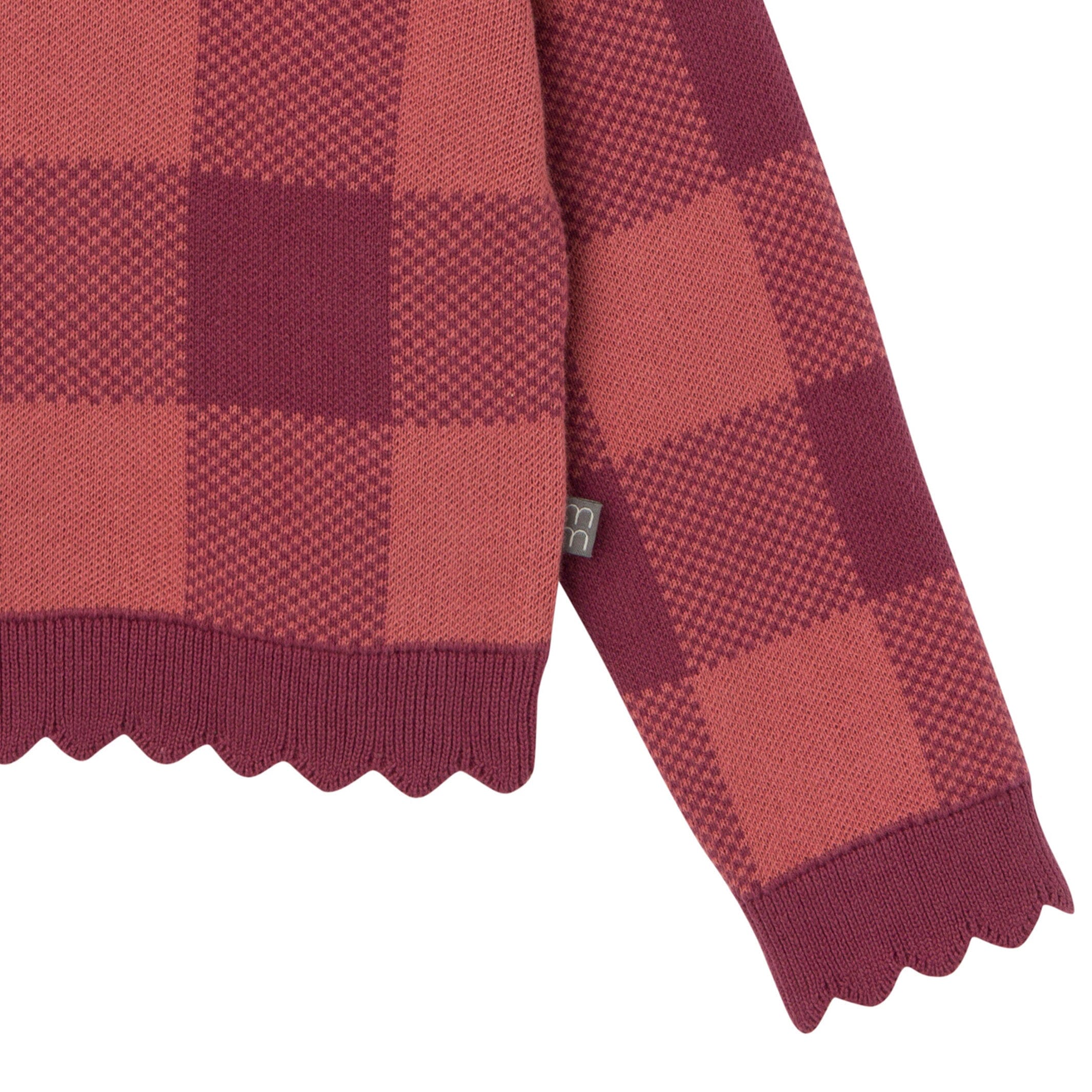 2-Piece Infant & Toddler Girls Dark Rose Large Check Sweater and Pant Set - Image 6