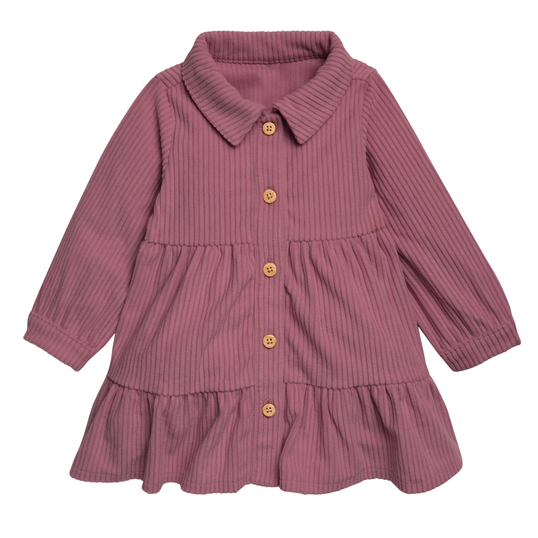 2-Piece Baby Girls Wine Corduroy Dress Set - Image 2