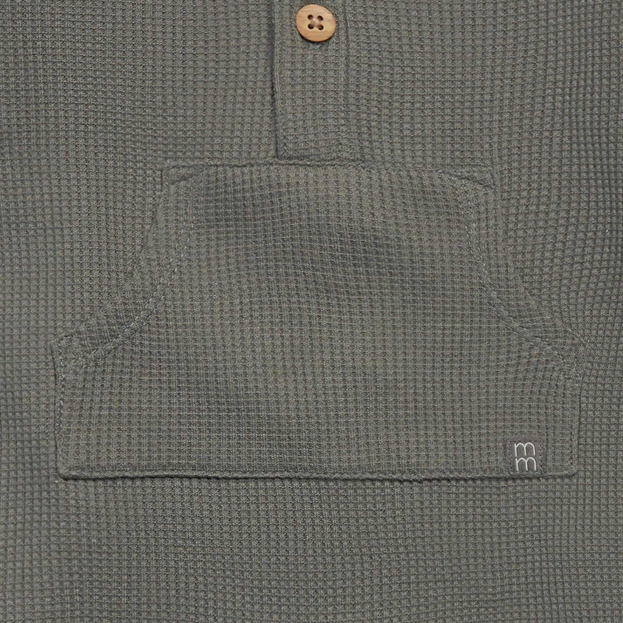 Baby Boys Dark Green Kangaroo Pocket Waffle Romper - Image 3