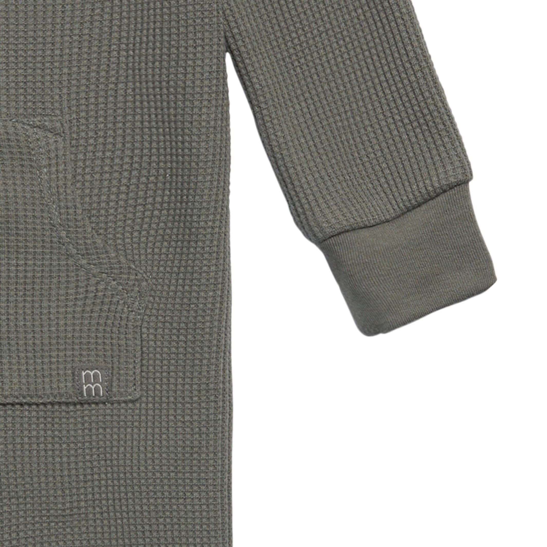 Baby Boys Dark Green Kangaroo Pocket Waffle Romper - Image 4