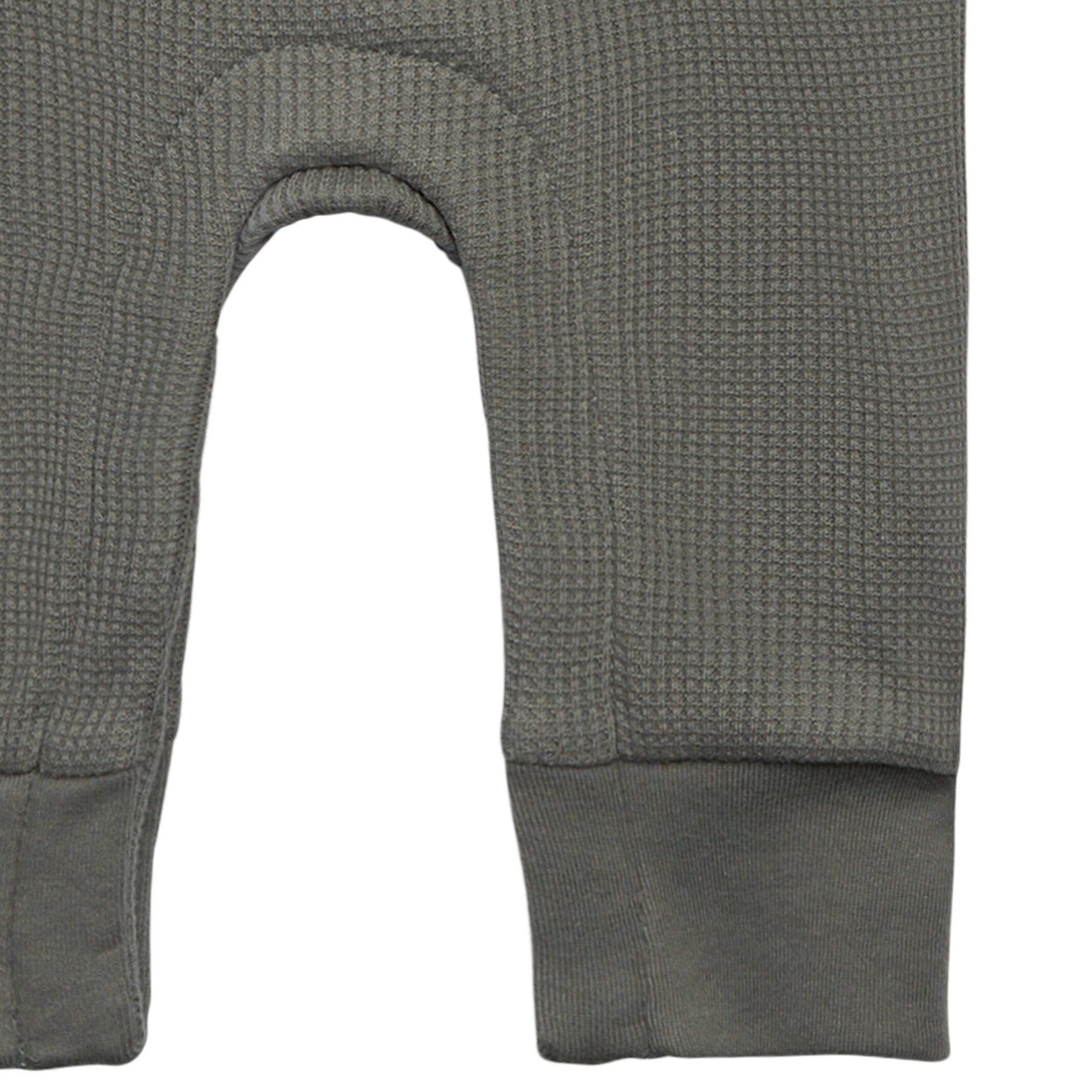 Baby Boys Dark Green Kangaroo Pocket Waffle Romper - Image 5
