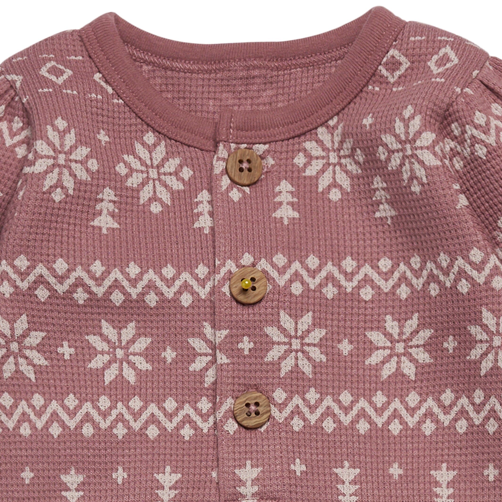 Baby Girls Rose Fair Isle Waffle Romper - Image 3