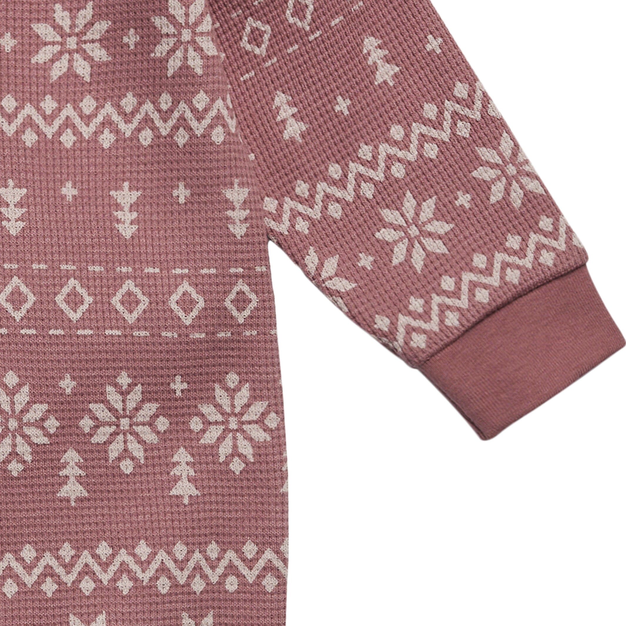 Baby Girls Rose Fair Isle Waffle Romper - Image 4