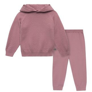 2-Piece Infant & Toddler Girls Rose Sweater Knit Hoodie Viscose Set