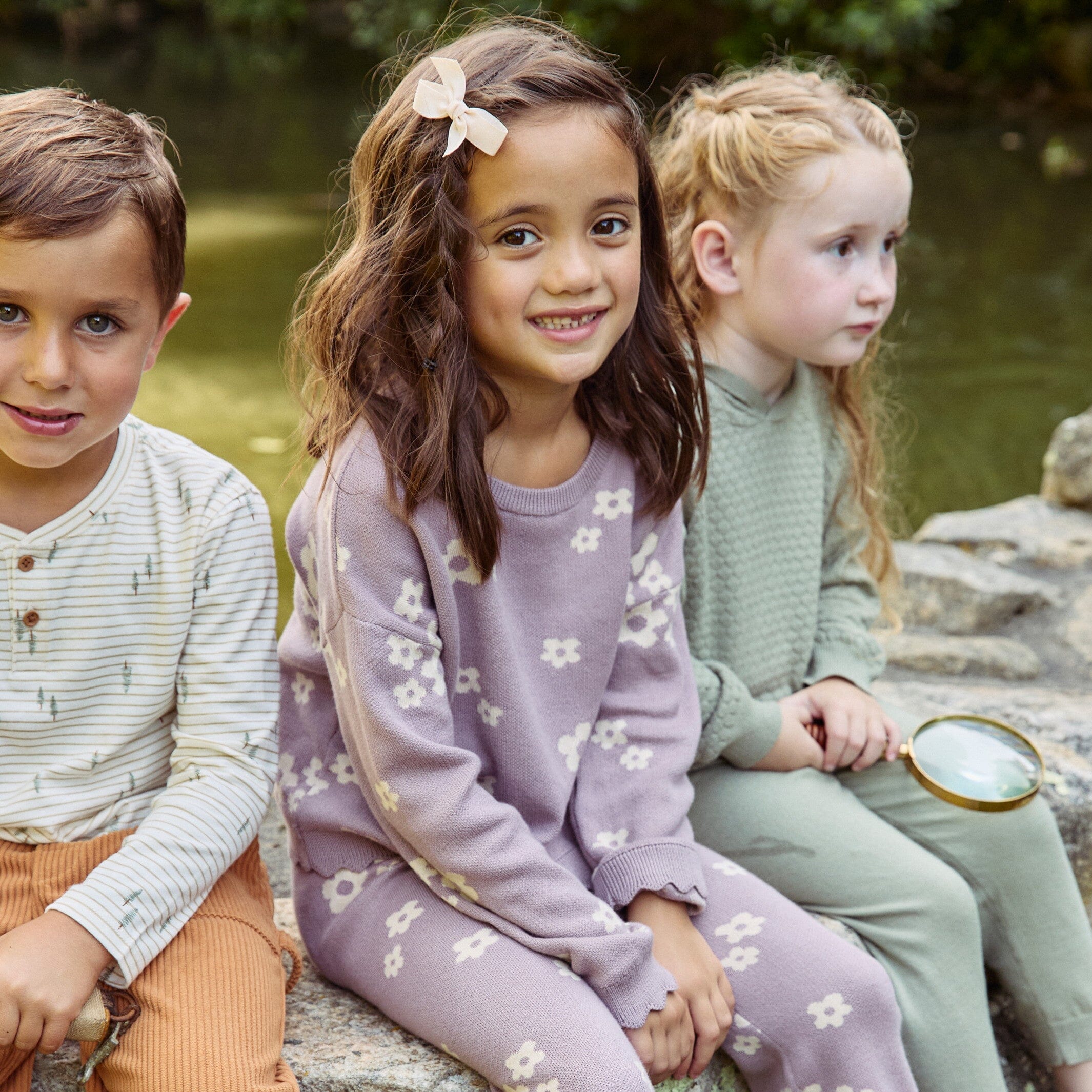 2-Piece Infant & Toddler Girls Medium Lilac Cluster Jacquard Sweater and Pant Set - Image 3