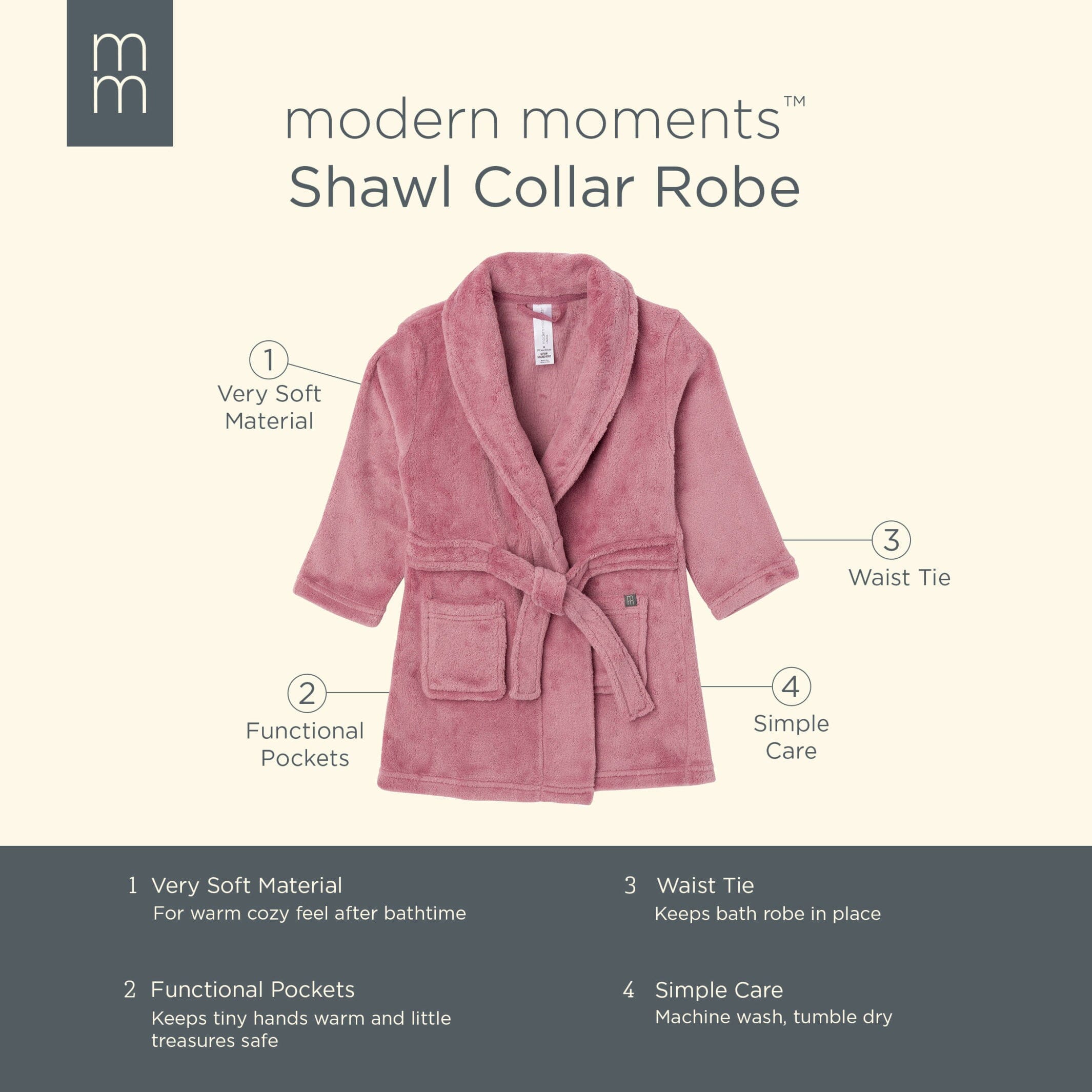 Embroidered Infant & Toddler Girls Rose Shawl Collar Robe - Image 8