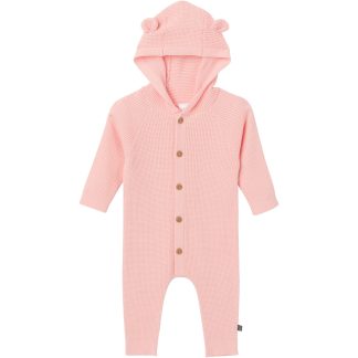 Baby Girls Pink Hooded Viscose Sweater Romper