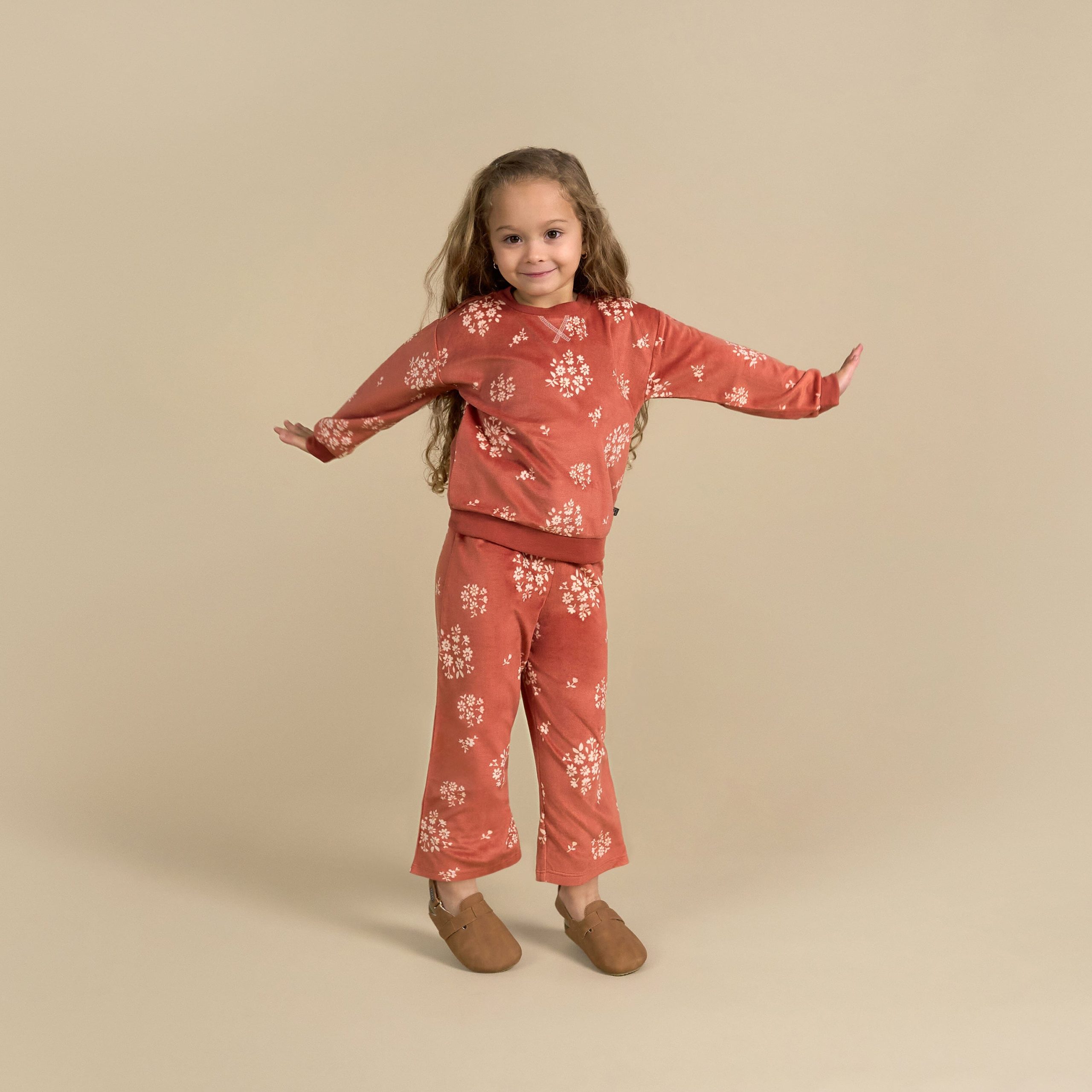 2-Piece Infant & Toddler Girls Red Bouquet Fleece Pajama Set - Image 3
