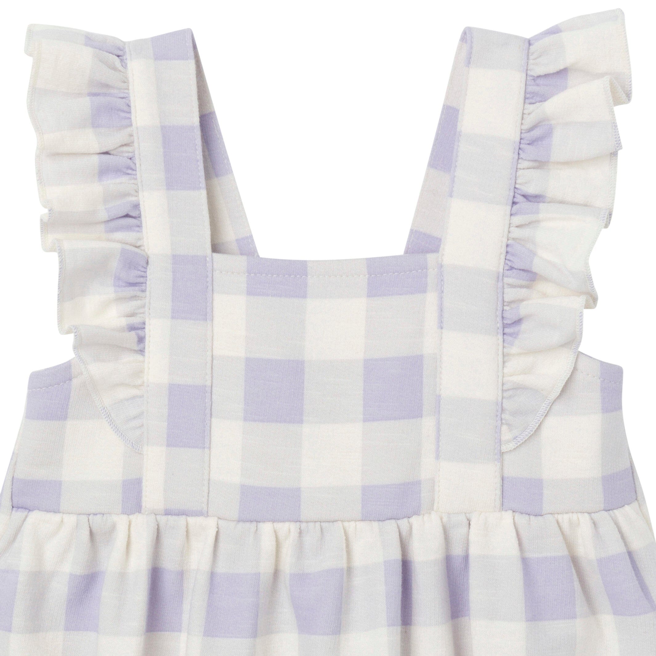 Baby Girls Purple Gingham Romper - Image 2