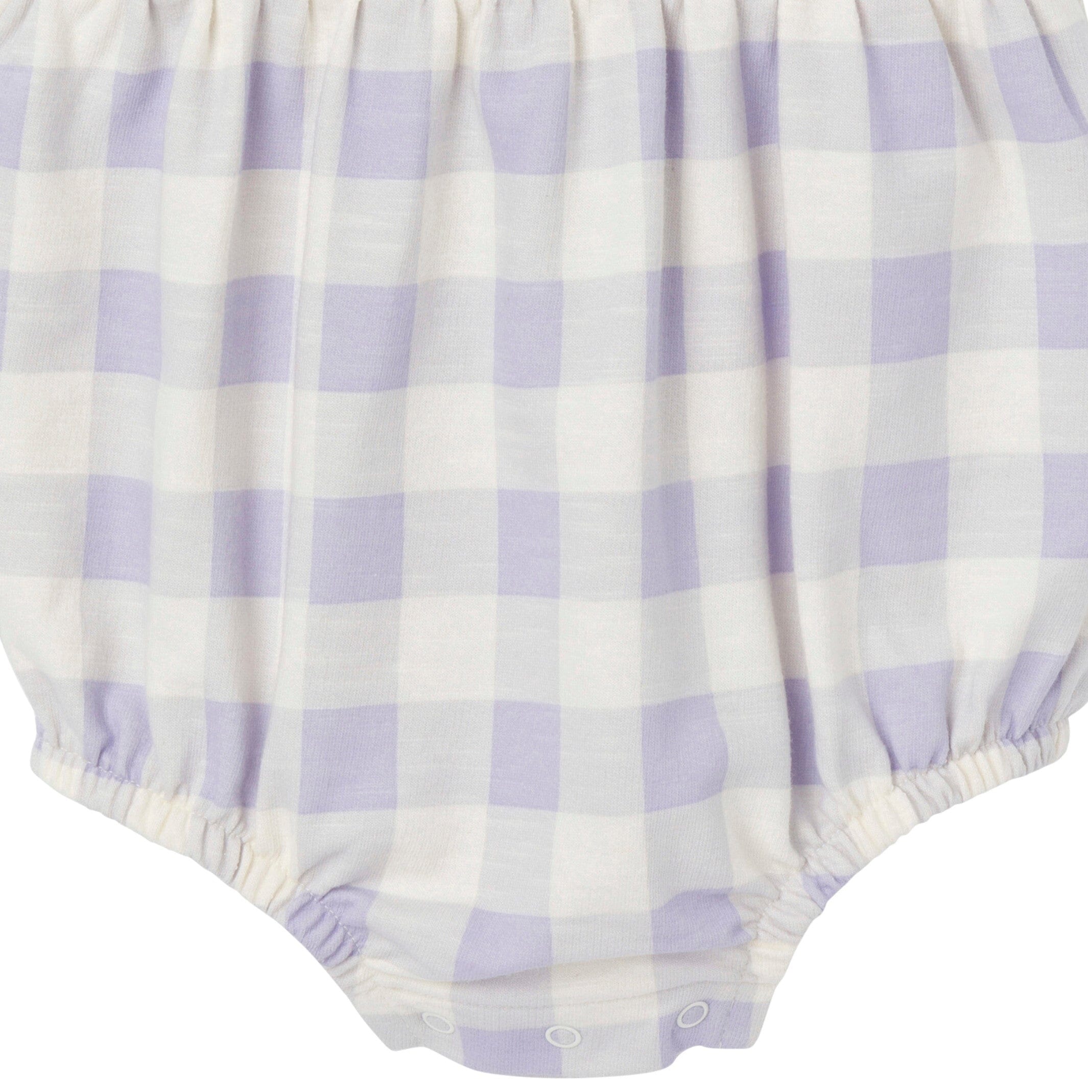 Baby Girls Purple Gingham Romper - Image 5