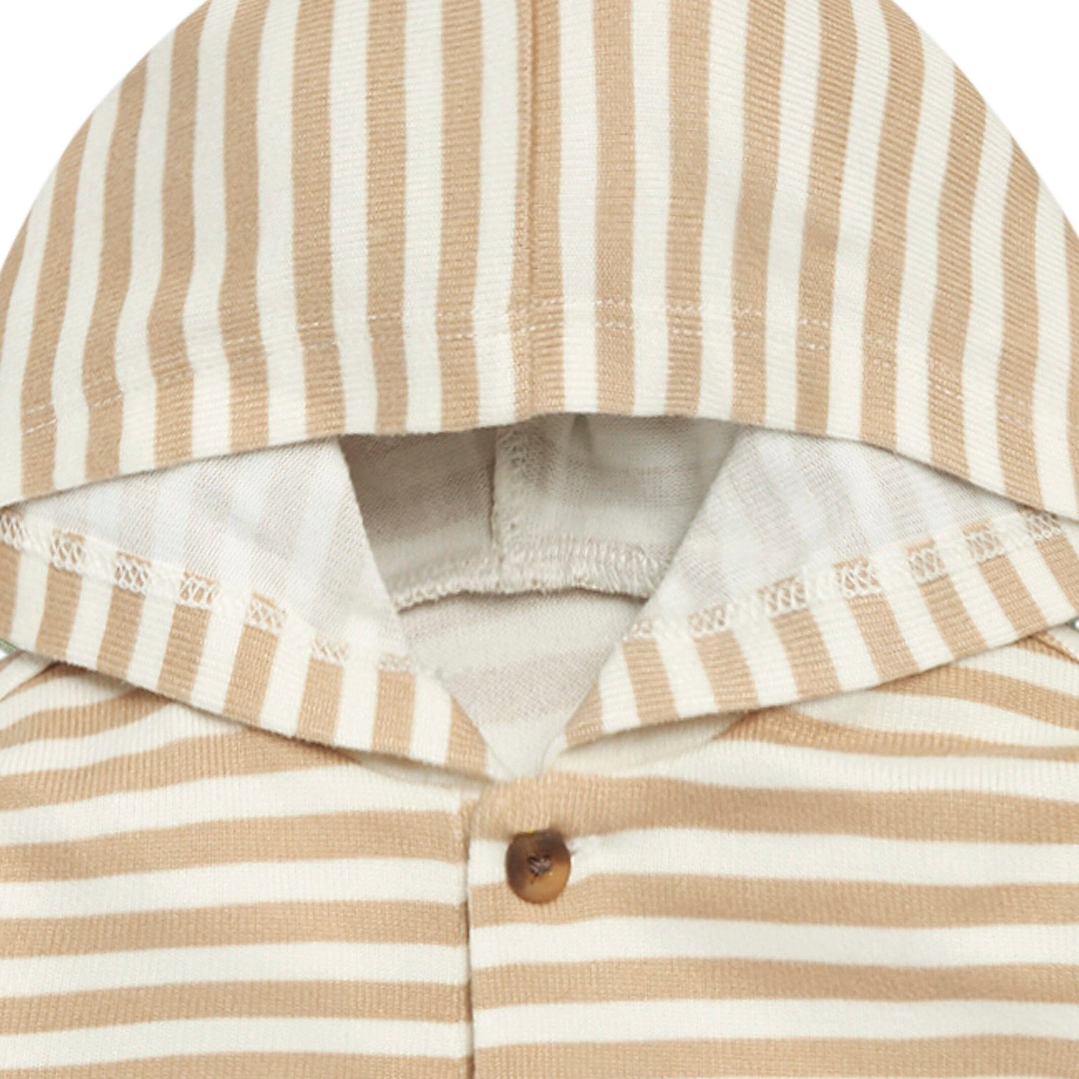 2-Piece Baby Boys Light Tan Stripe Hacci Hooded Top and Joggers Set - Image 3