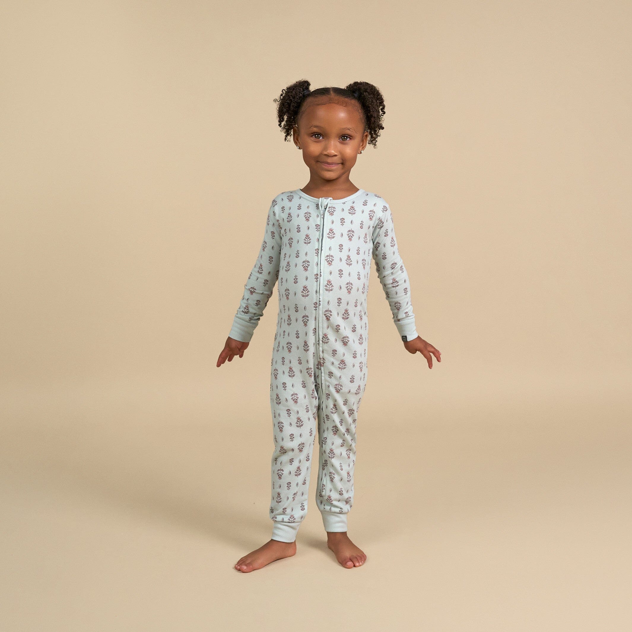 Baby & Toddler Girls Light Green Fleur Hacci Footless Pajamas - Image 2