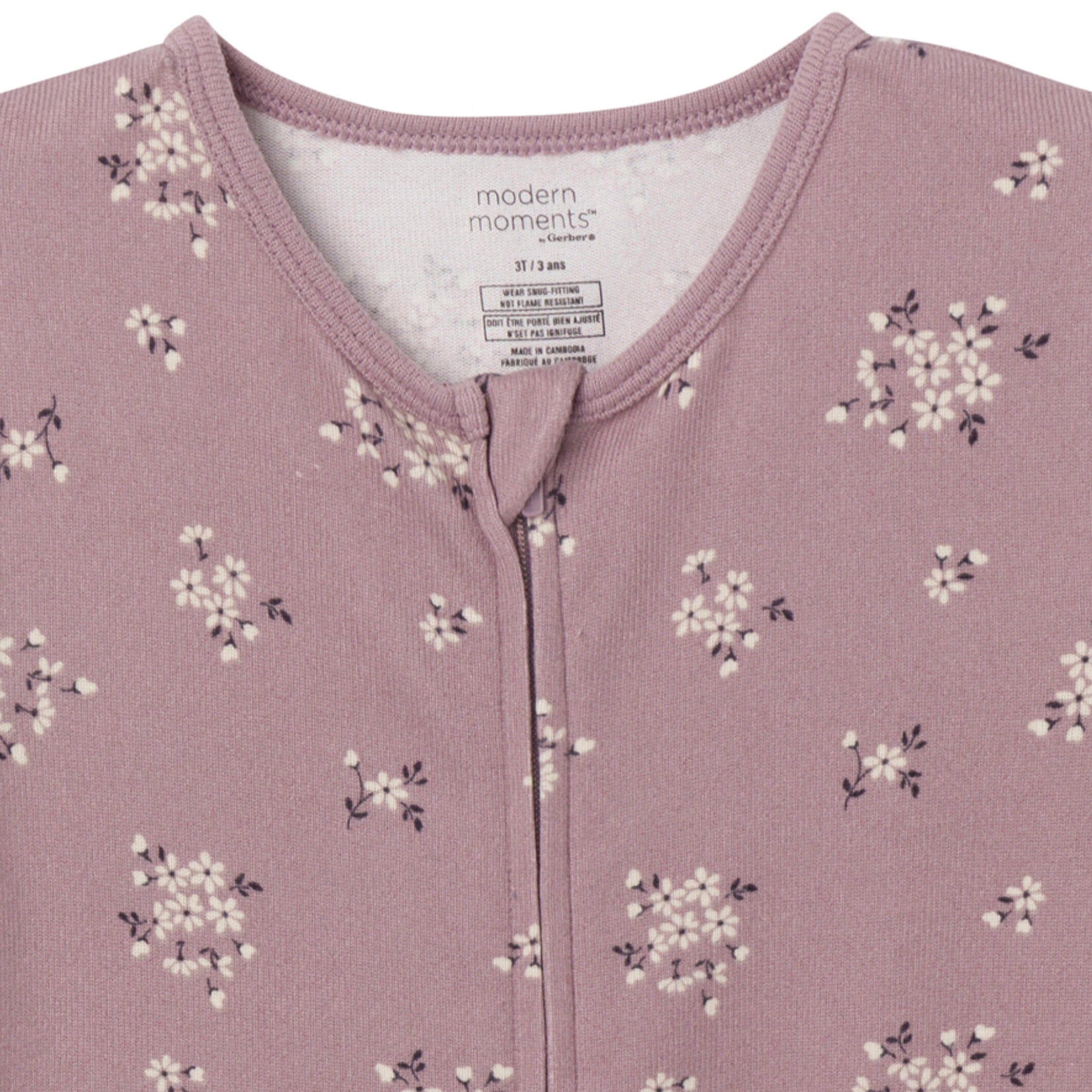 Baby Girls Medium Lilac Posies Hacci Footless Pajamas - Image 3