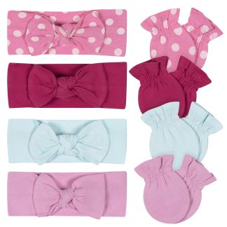 8-Piece Baby Girls Cool Headband & Mitten Set
