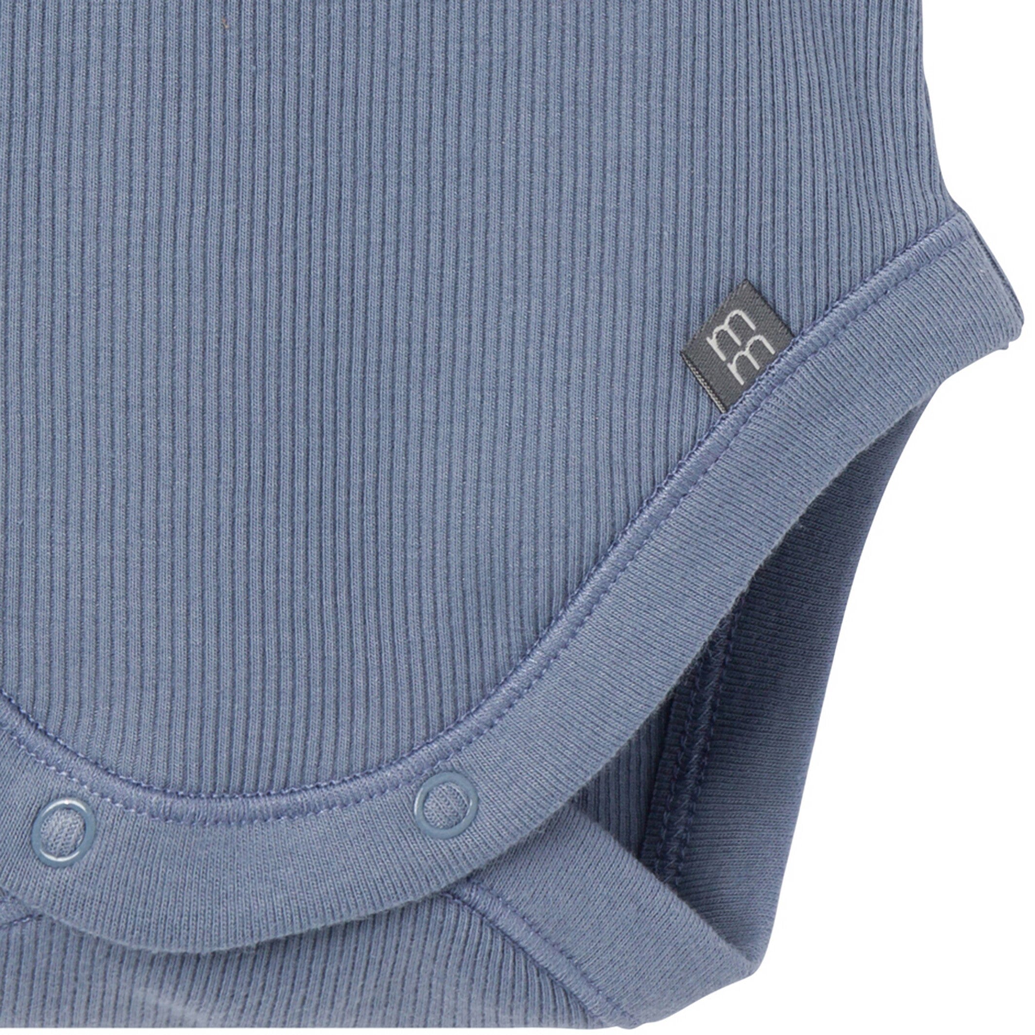 4-Piece Baby Boys Tan & Blue Bodysuits and Shorts Set - Image 6