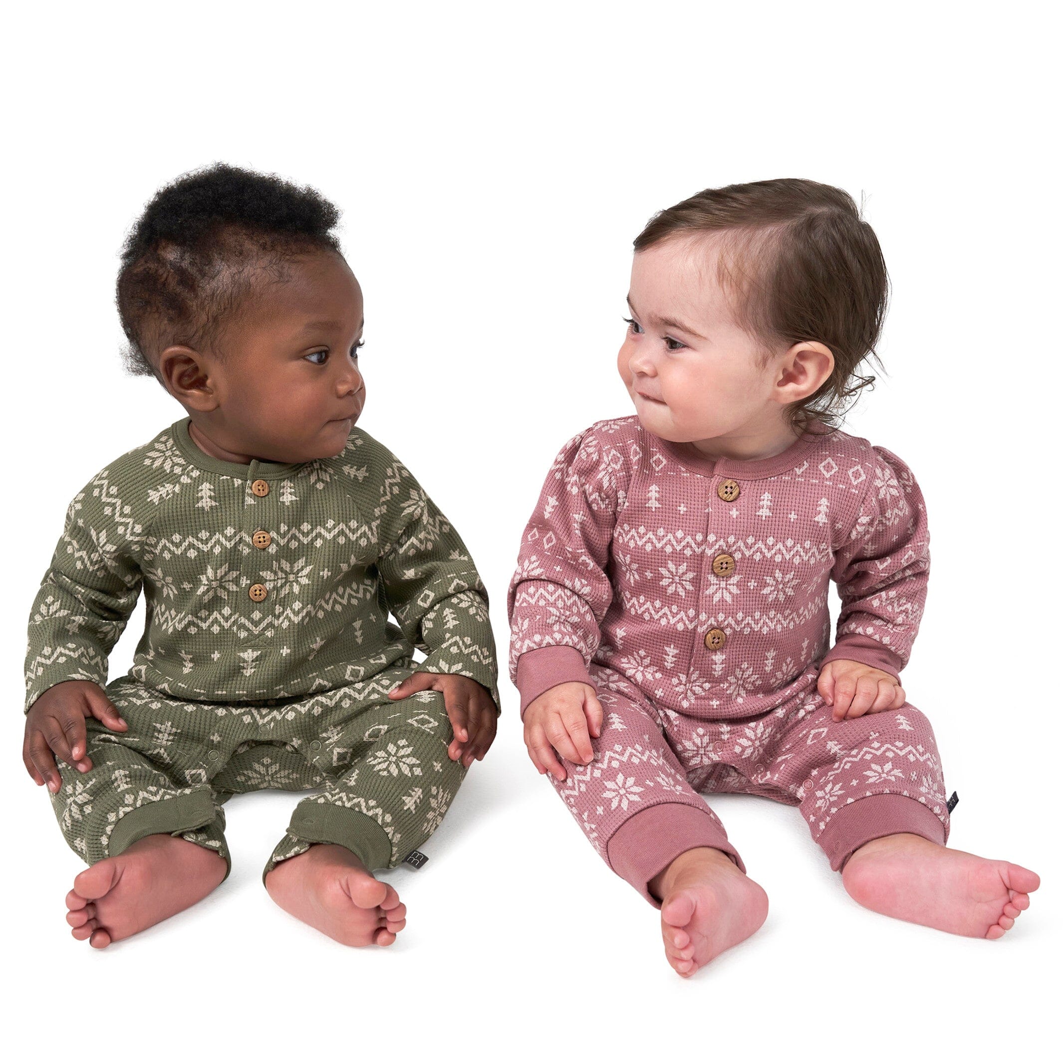 Baby Boys Green Fair Isle Waffle Romper - Image 3