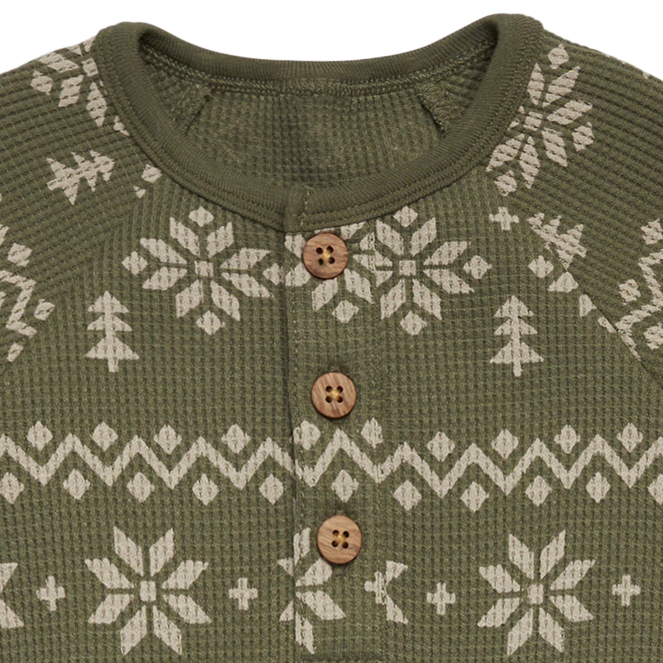 Baby Boys Green Fair Isle Waffle Romper - Image 4
