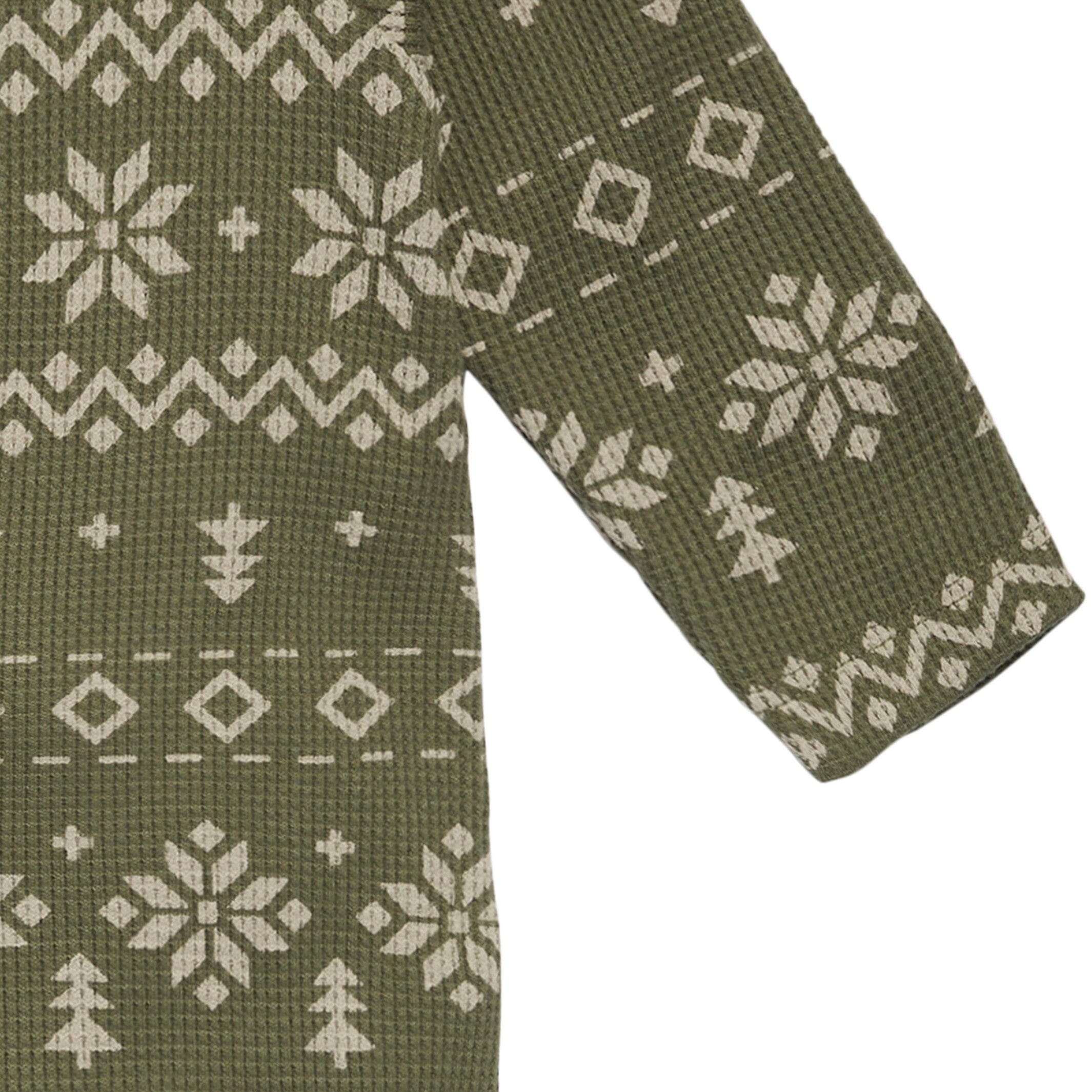 Baby Boys Green Fair Isle Waffle Romper - Image 5