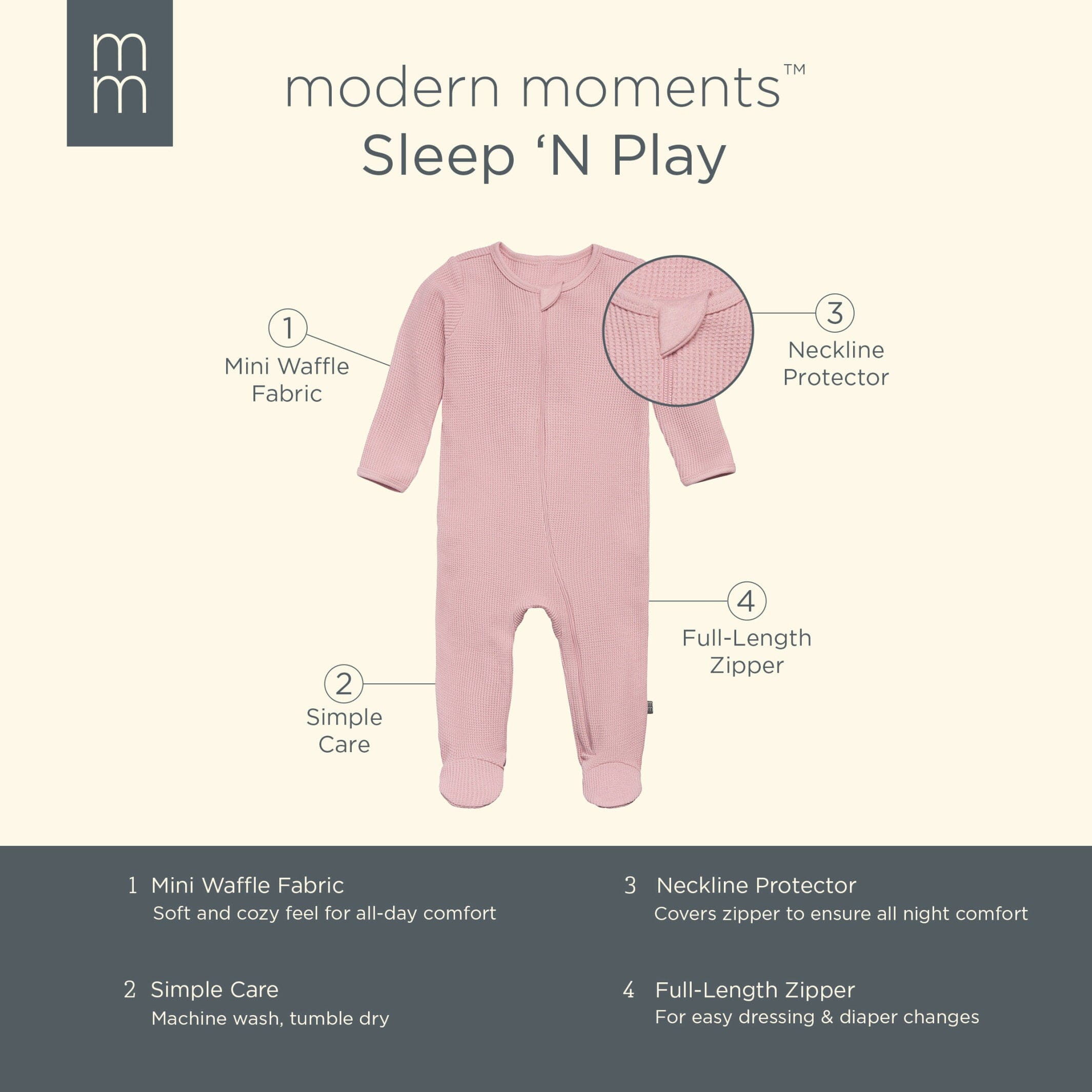 Baby Girls Pink Waffle Sleep 'N Play - Image 6