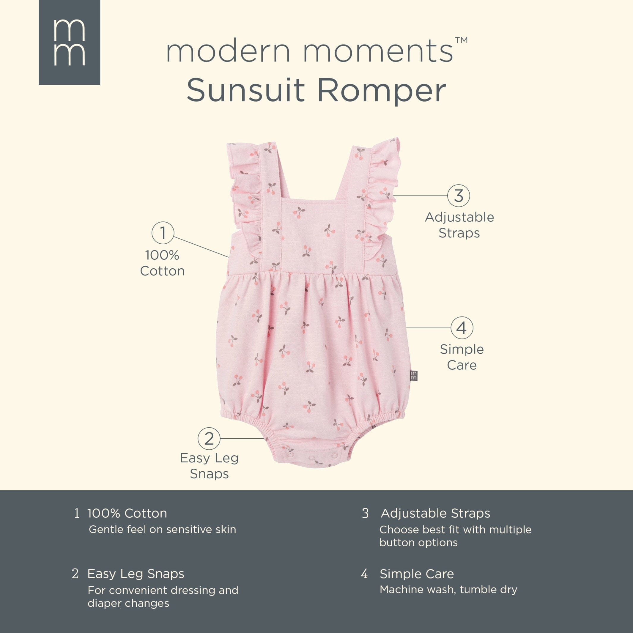 Baby Girls Pink Cherries Romper - Image 7