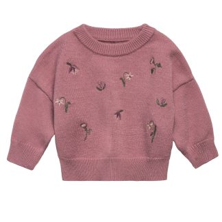 Baby Girls Rose Floral Embroidered Viscose Sweater