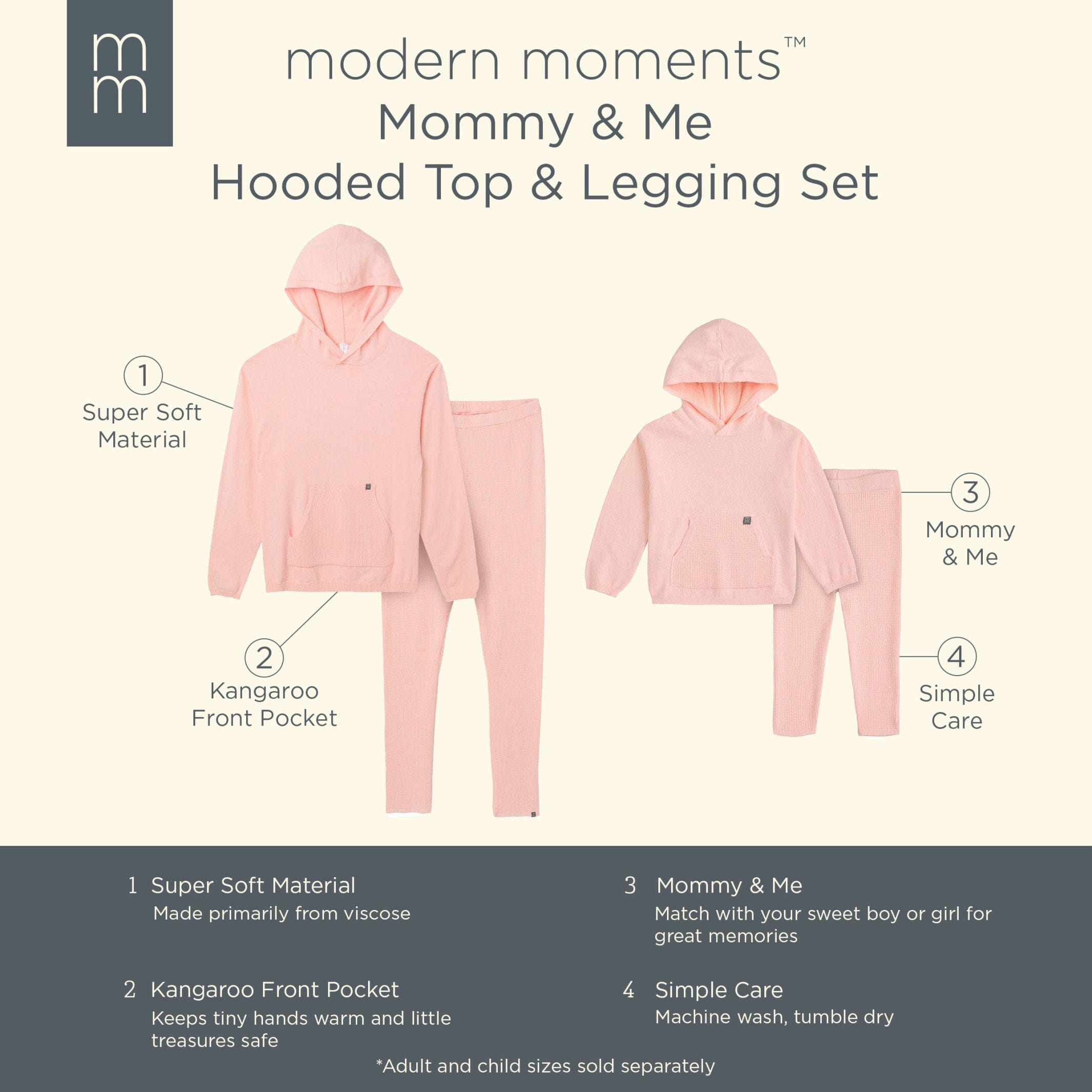 2-Piece Women's Pink Hooded Waffle Top and Legging Viscose Set - Image 9