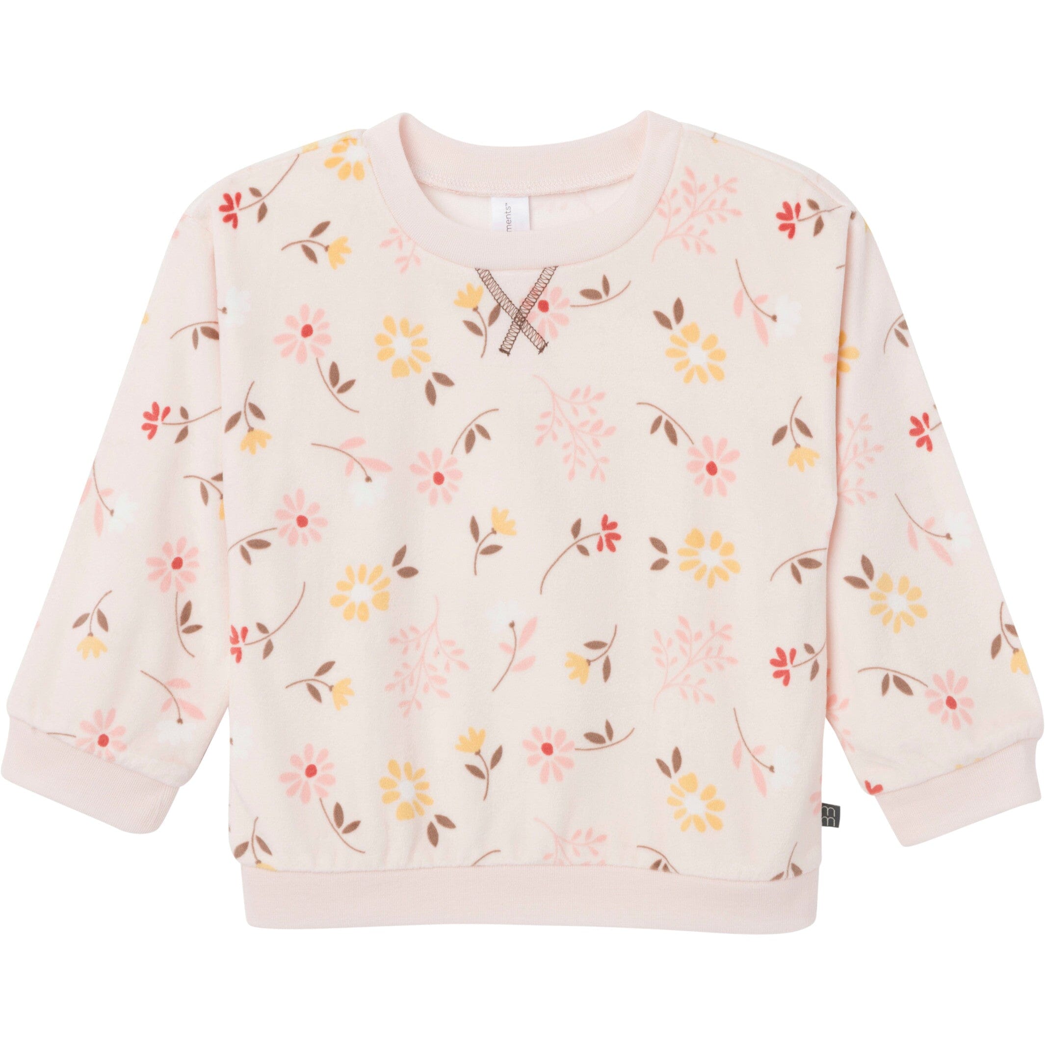 2-Piece Infant & Toddler Girls Light Pink Falling Flower Fleece Pajama Set - Image 4