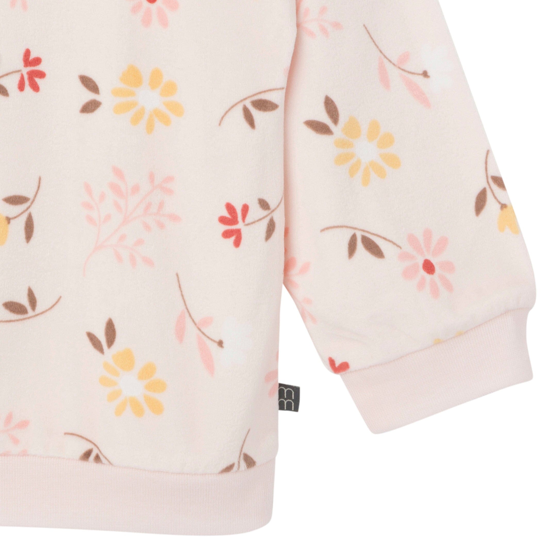 2-Piece Infant & Toddler Girls Light Pink Falling Flower Fleece Pajama Set - Image 6