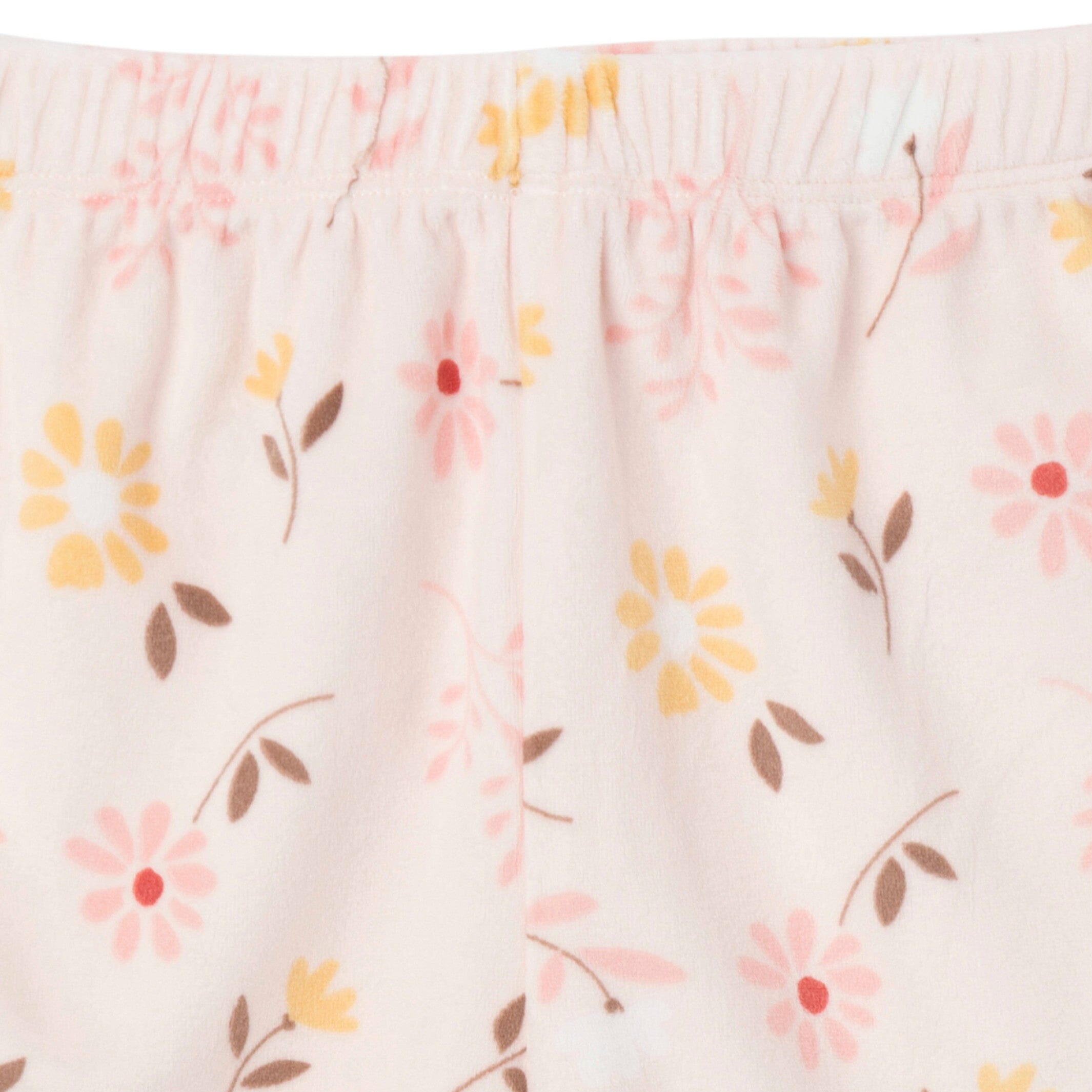 2-Piece Infant & Toddler Girls Light Pink Falling Flower Fleece Pajama Set - Image 8