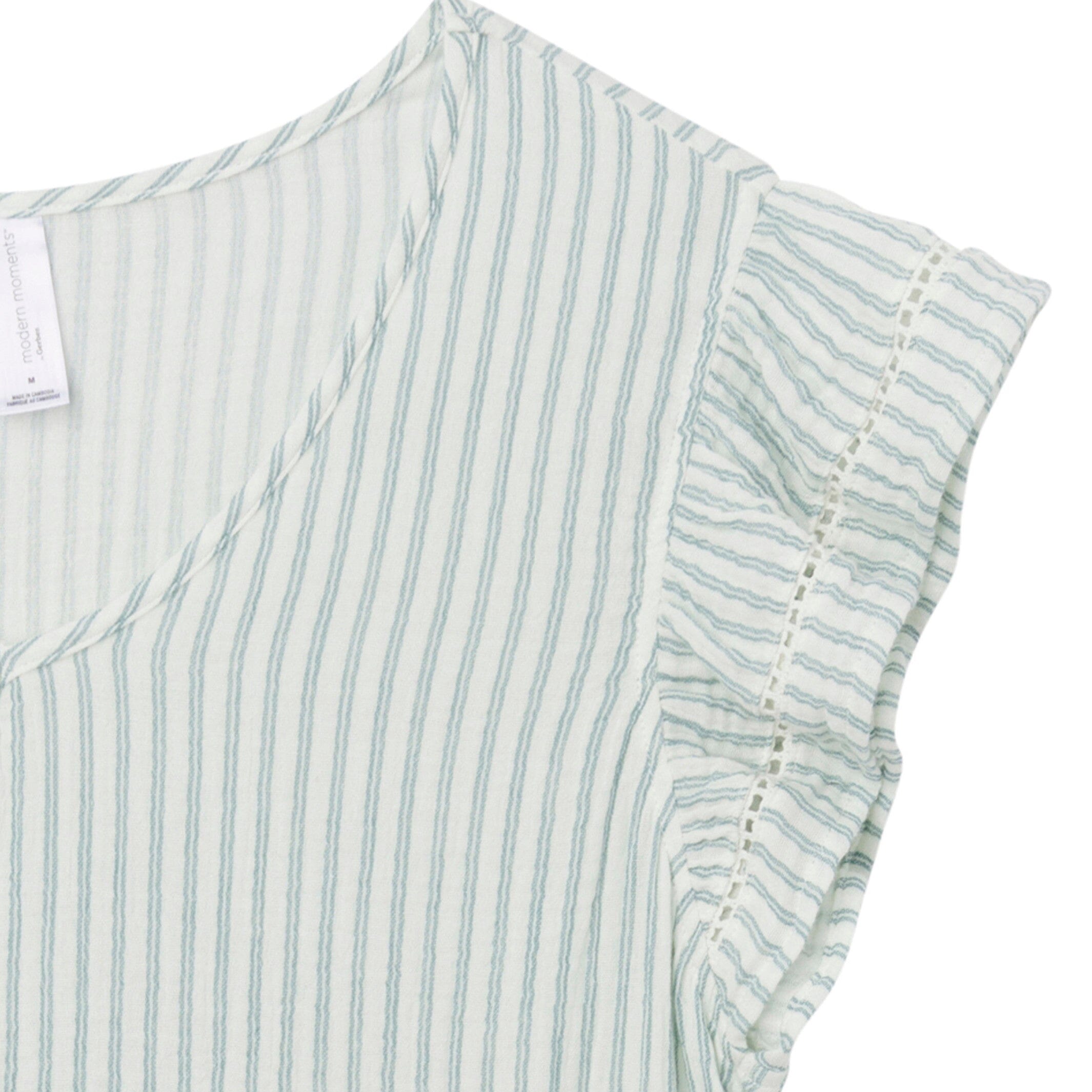 Womens Teal Stripe Gauze Dress - Image 4