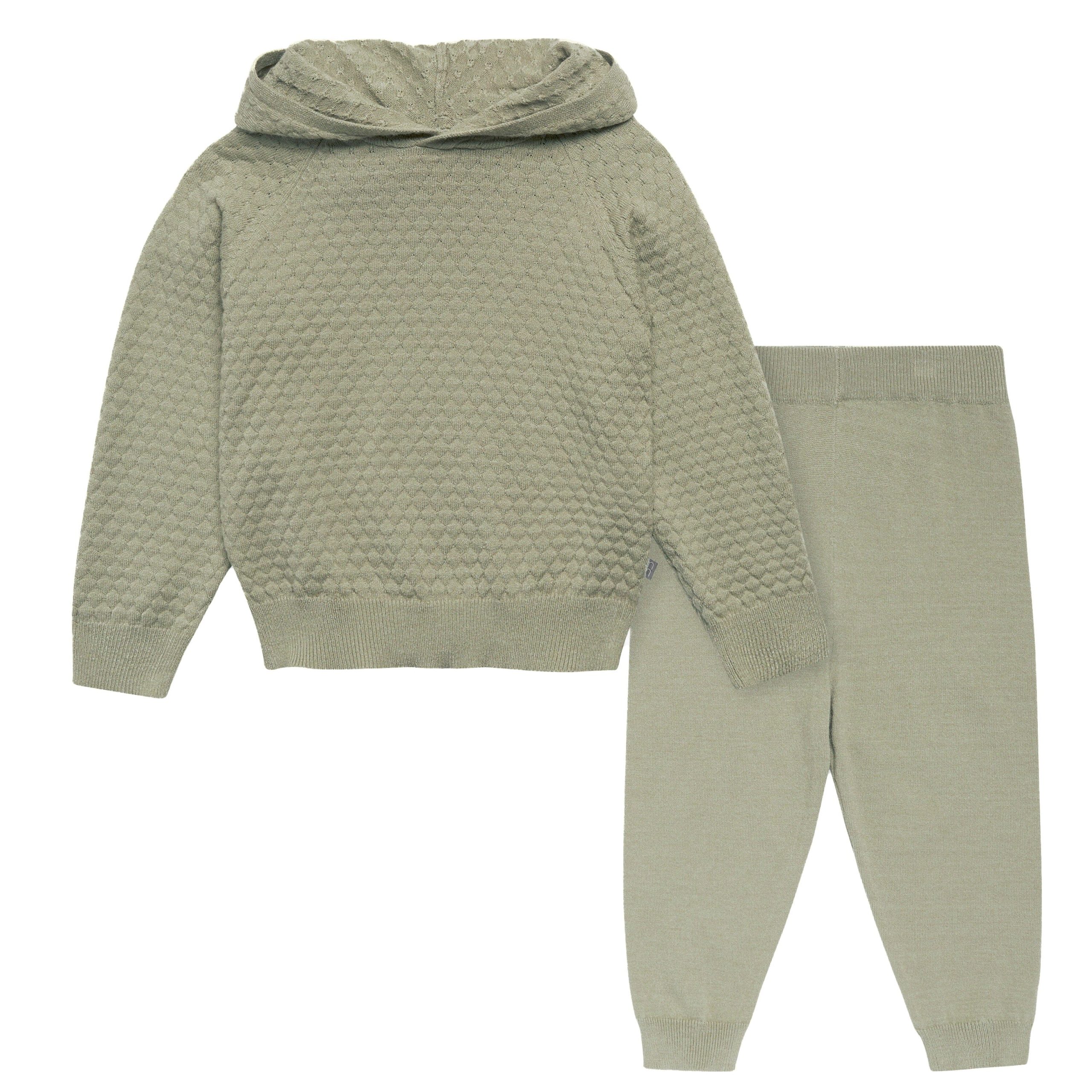 2-Piece Infant & Toddler Girls Medium Green Viscose Sweater Knit Hoodie Set