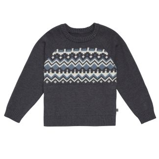 Infant & Toddler Boys Dark Grey Heather Fair Isle Viscose Sweater