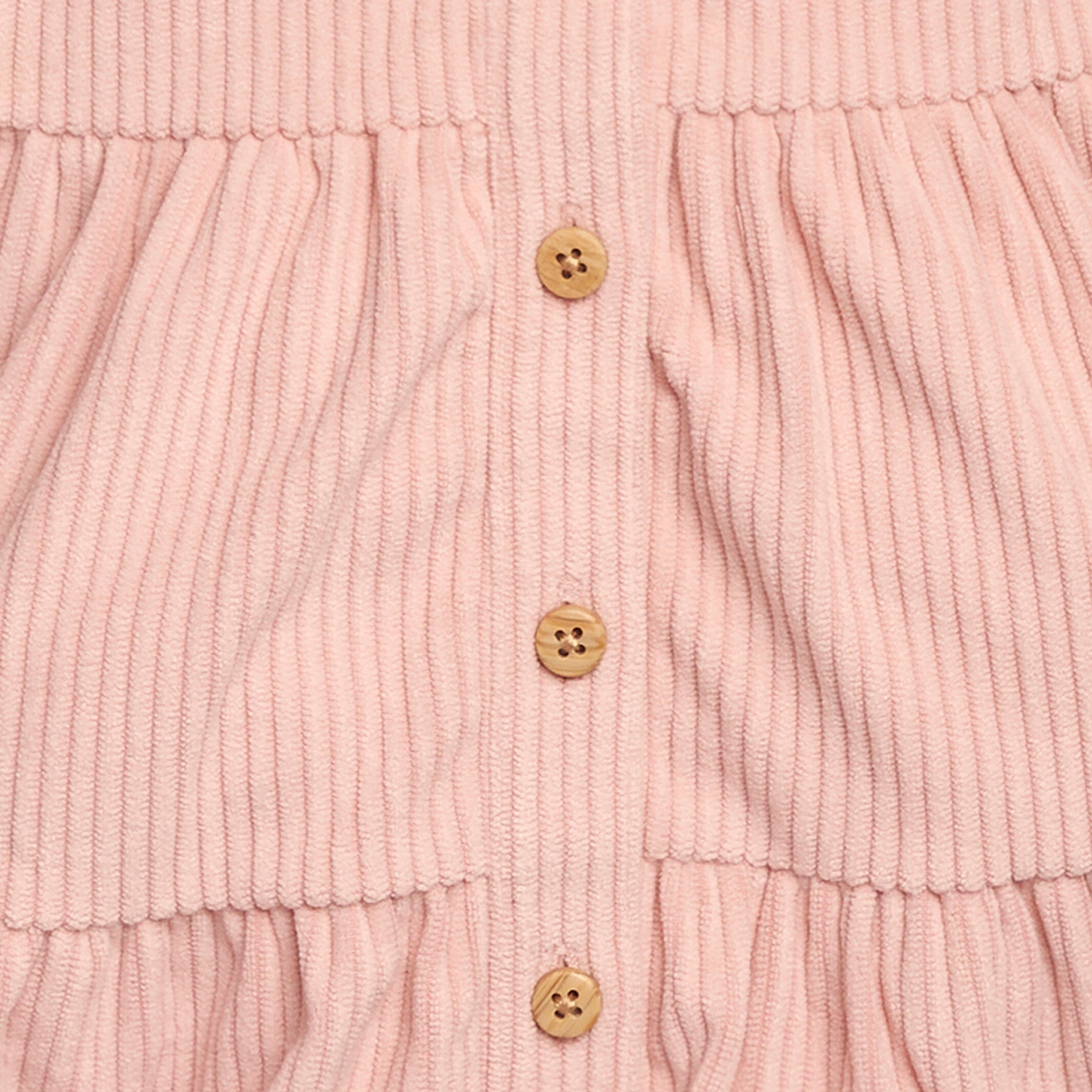 2-Piece Baby Girls Peach Corduroy Dress Set - Image 4