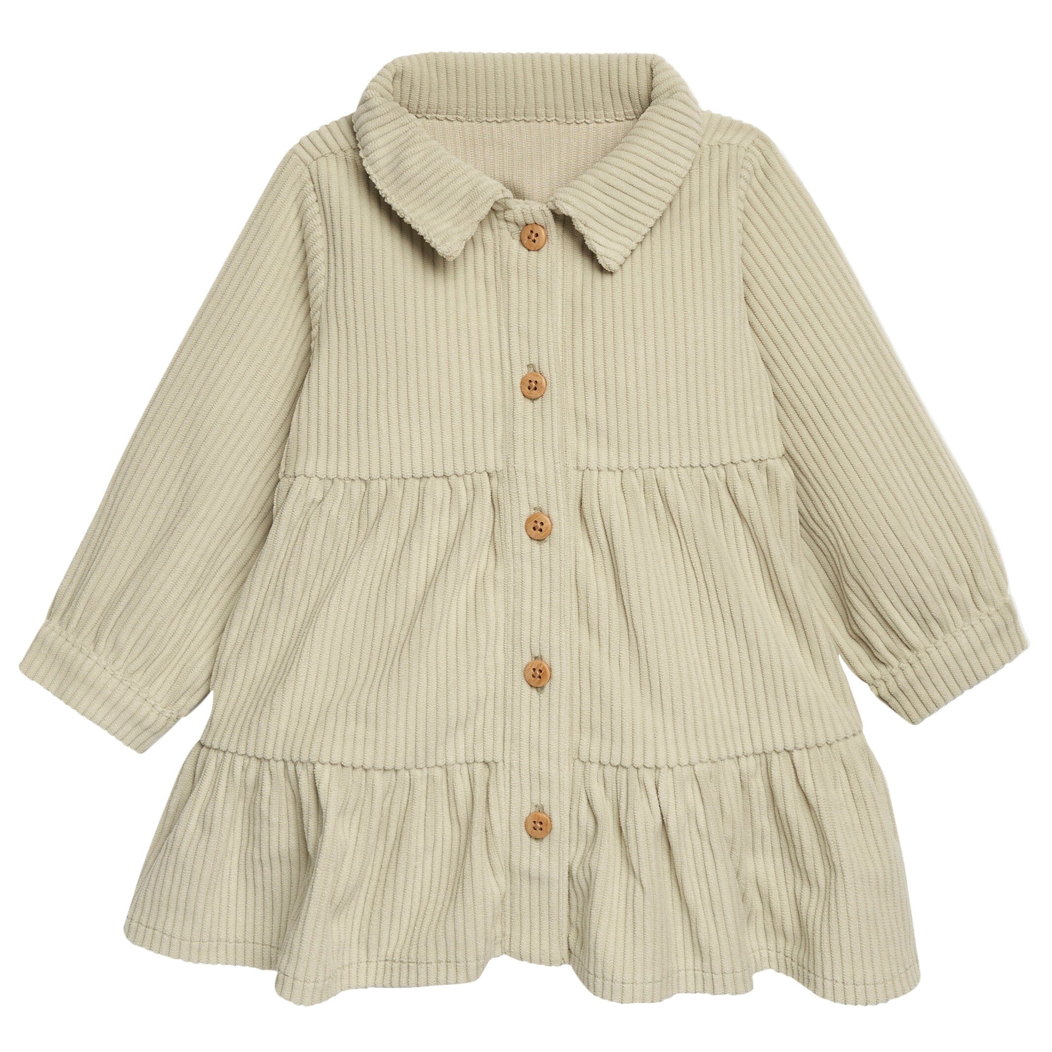 2-Piece Baby Girls Sage Corduroy Dress Set - Image 2