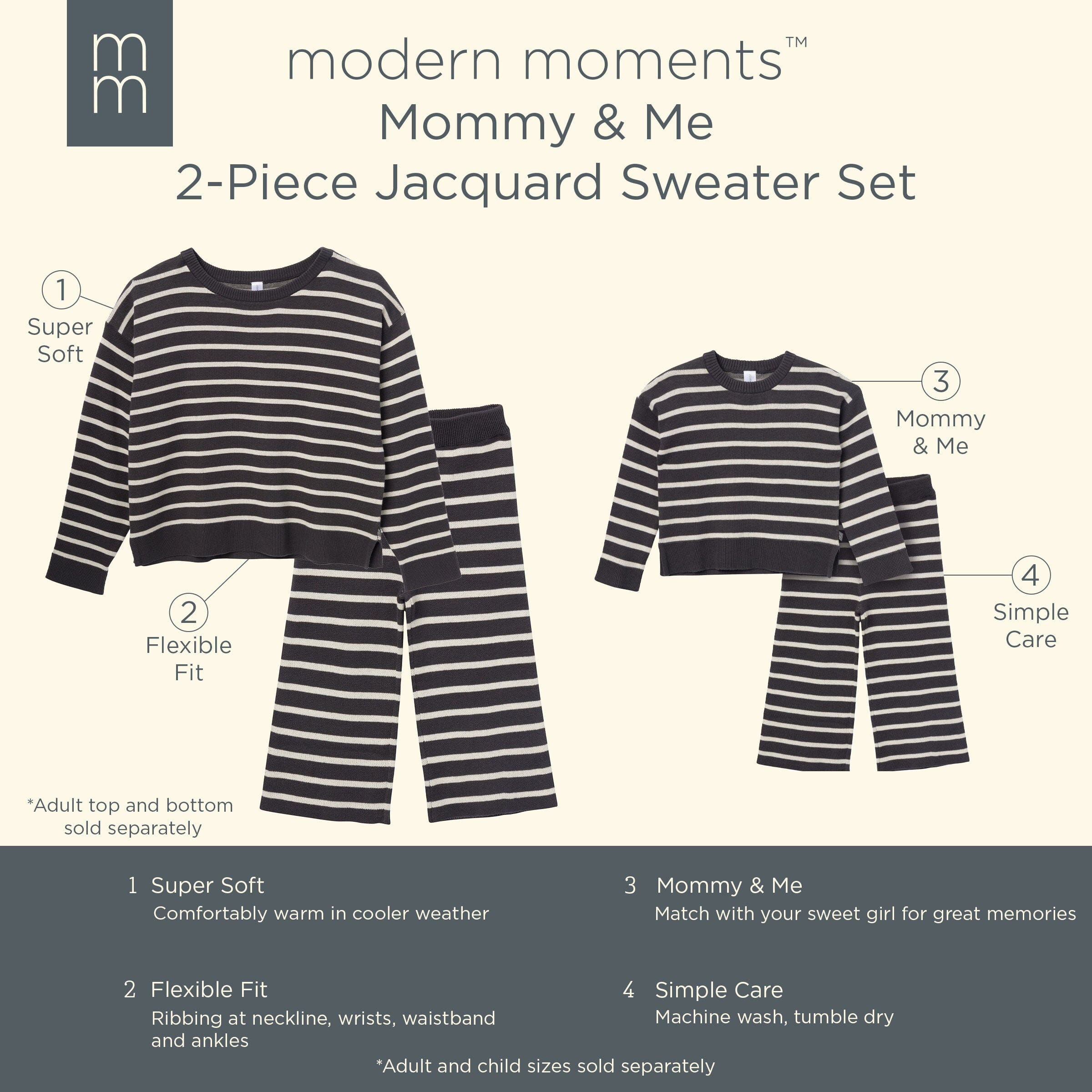 Womens Ivory Stripe Sweater Knit Pants - Image 4
