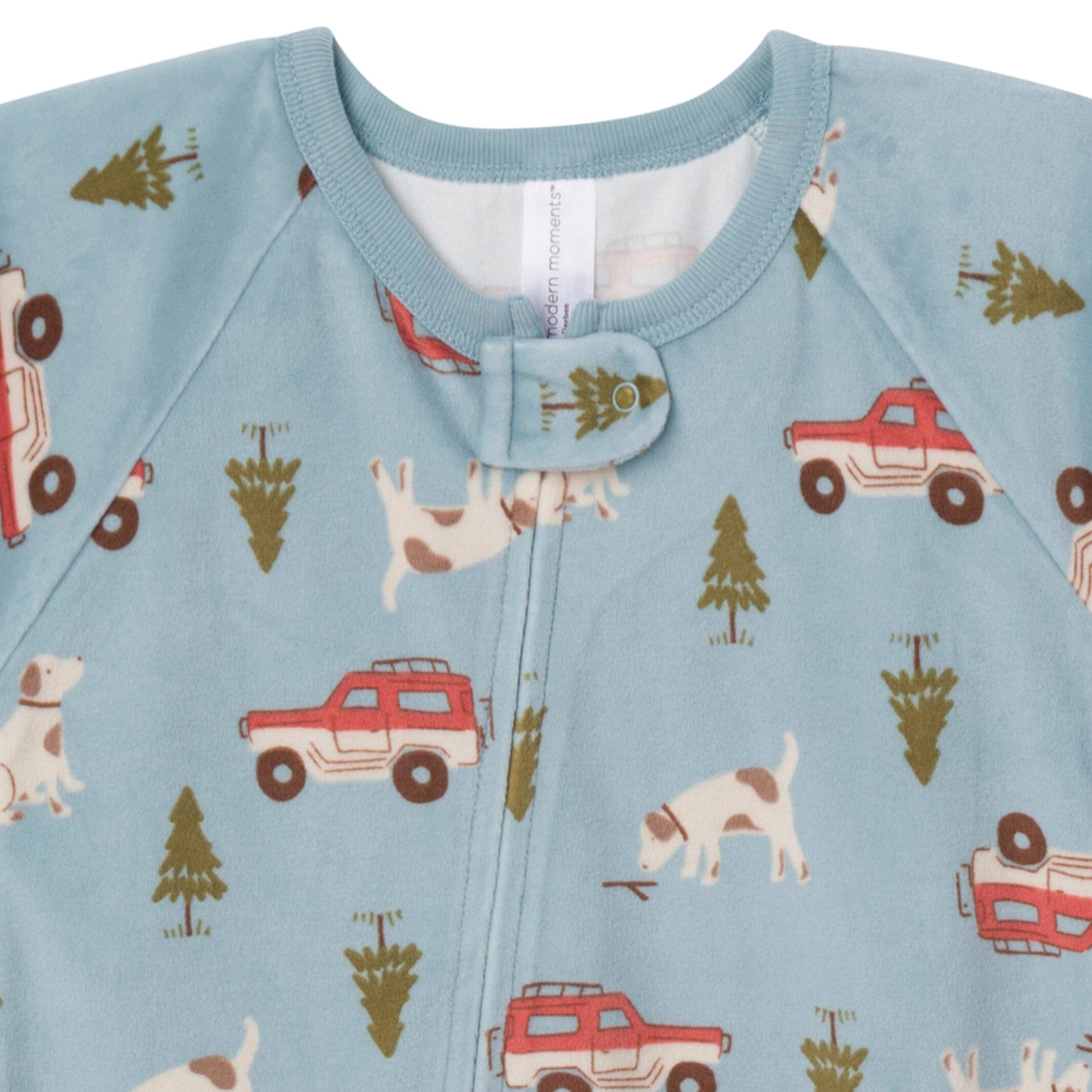 Infant and Toddler Boys Blue Camp Footed Fleece Pajamas - Image 2