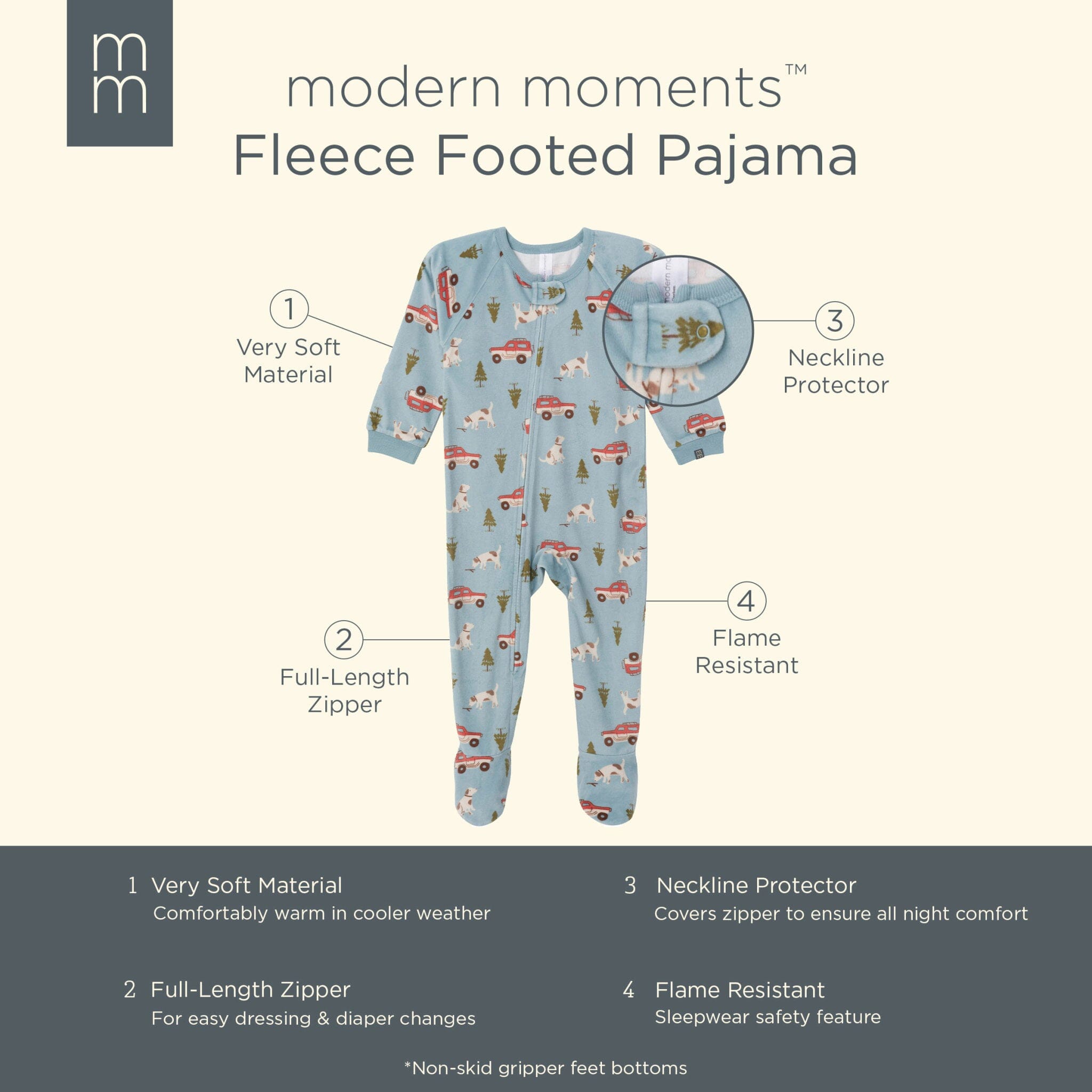 Infant and Toddler Boys Blue Camp Footed Fleece Pajamas - Image 6