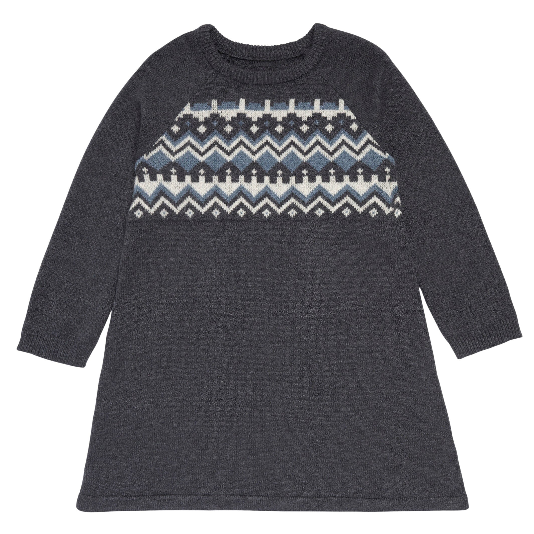 Toddler Girls Dark Grey Heather Fair Isle Viscose Sweater Dress