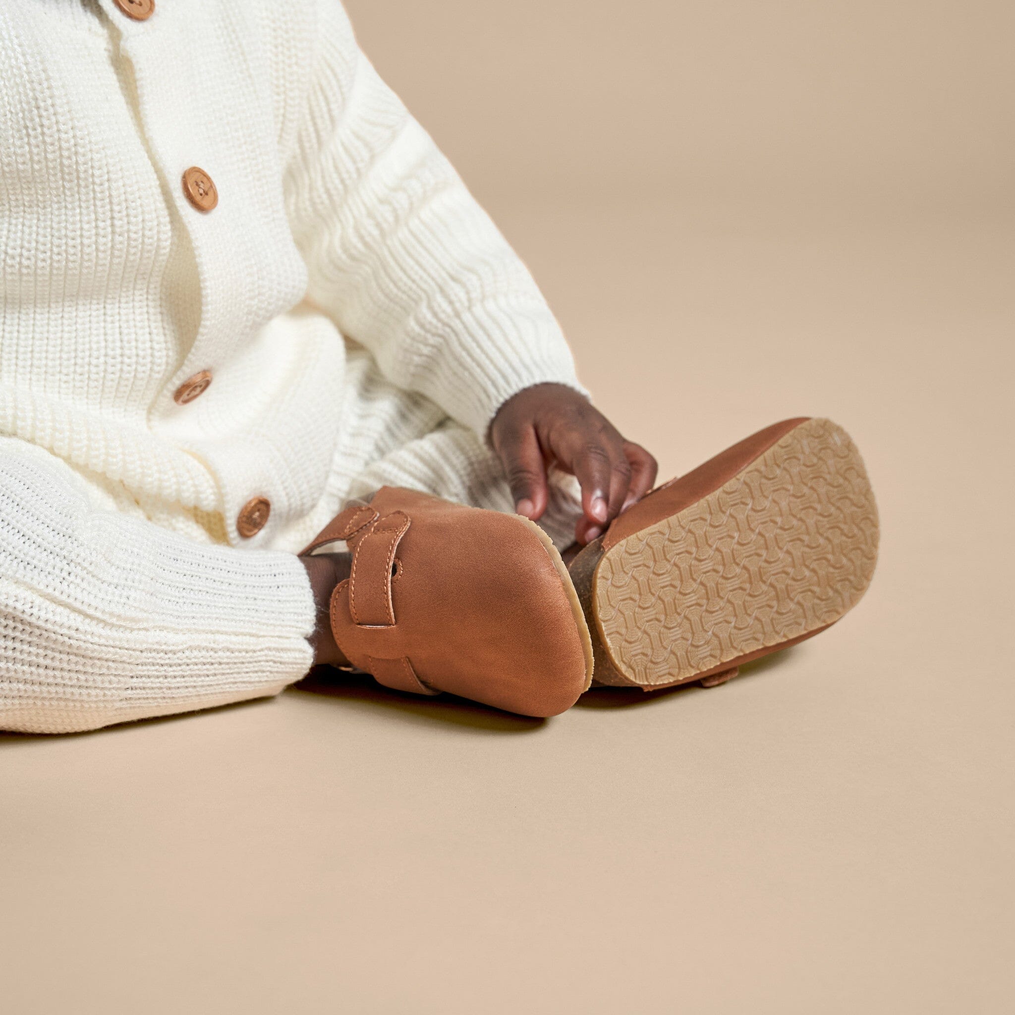 Infant & Toddler Neutral Medium Brown Clog With Strap - Image 3