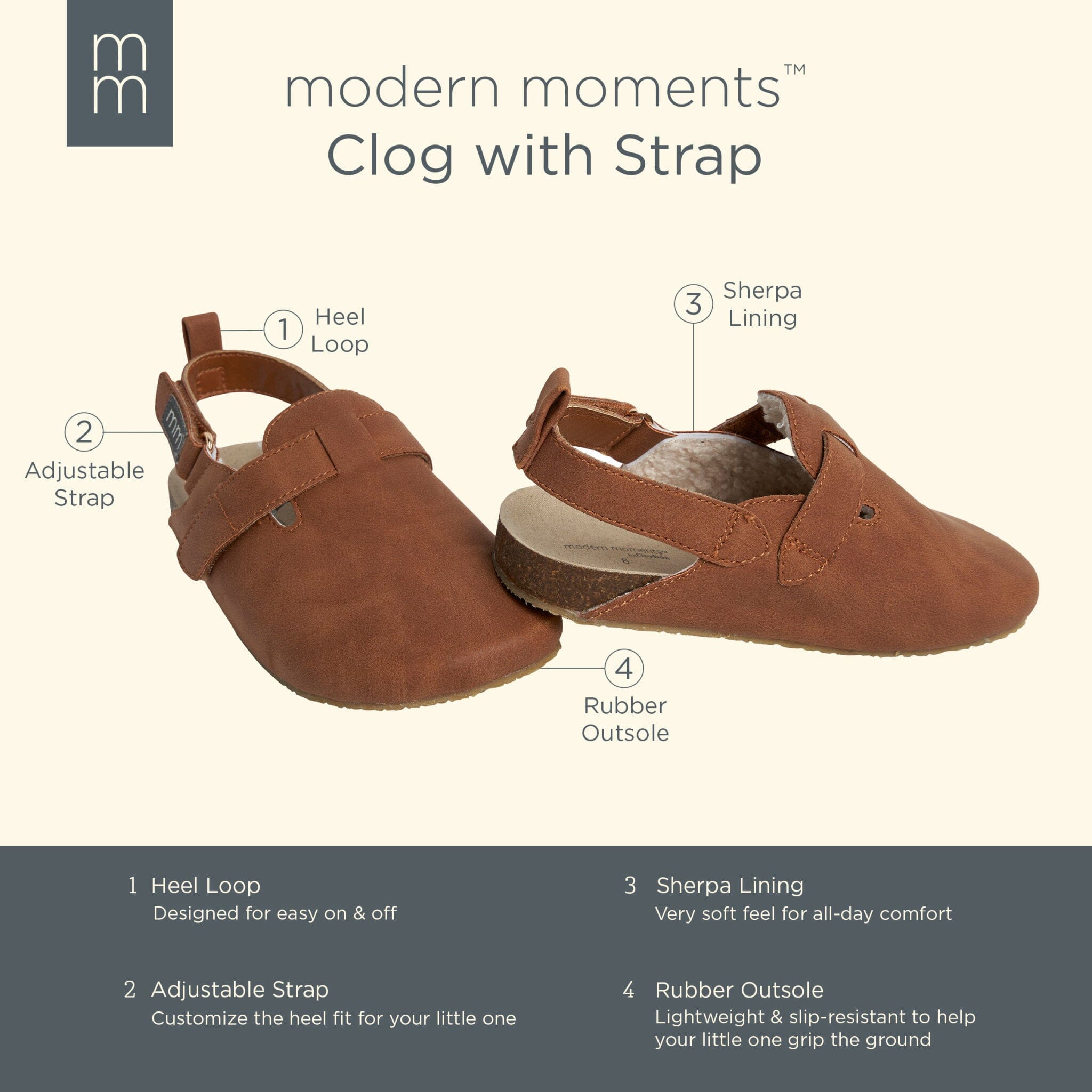 Infant & Toddler Neutral Medium Brown Clog With Strap - Image 7