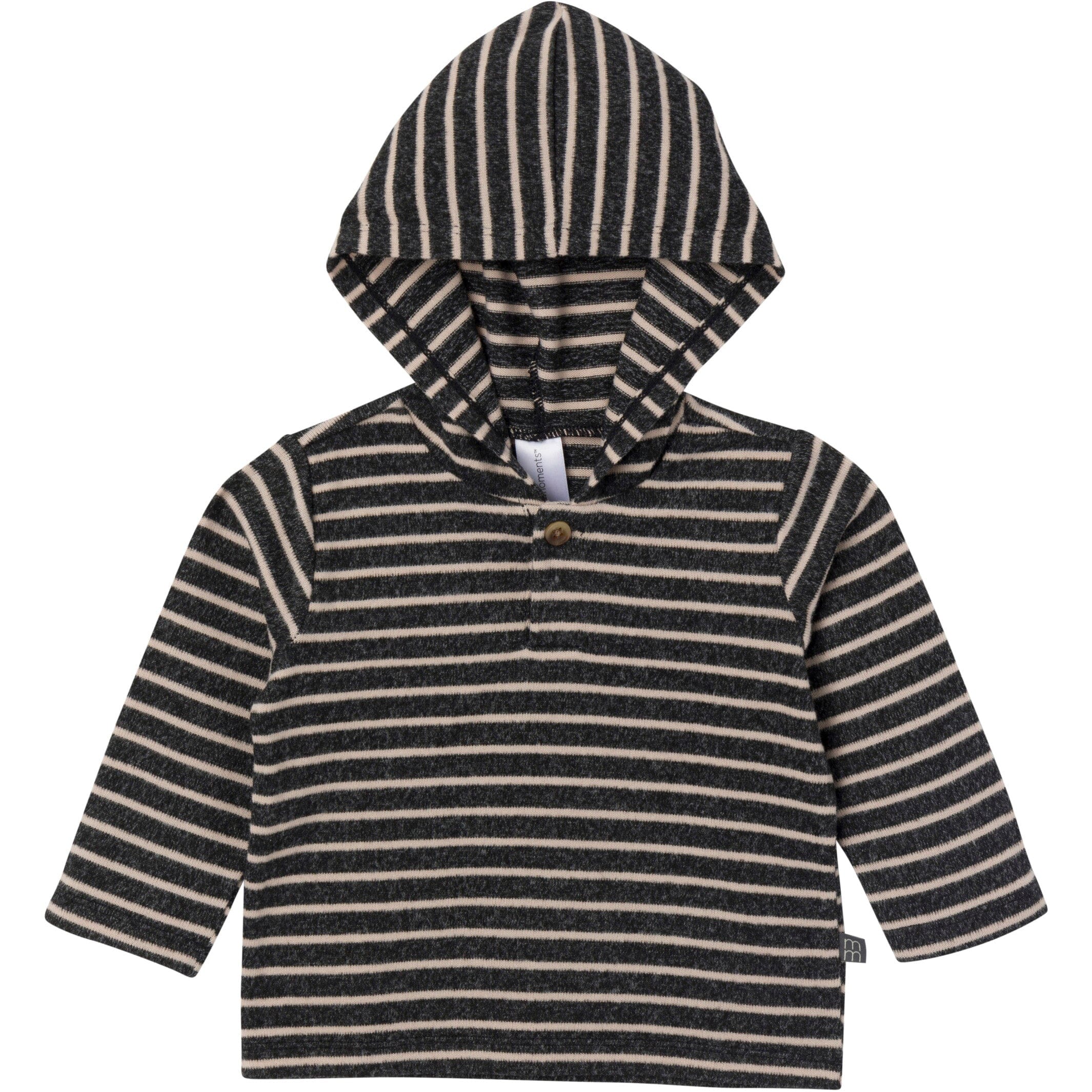 2-Piece Baby Boys Dark Grey Heather Stripe Hacci Hoodie and Jogger Pants Set - Image 2