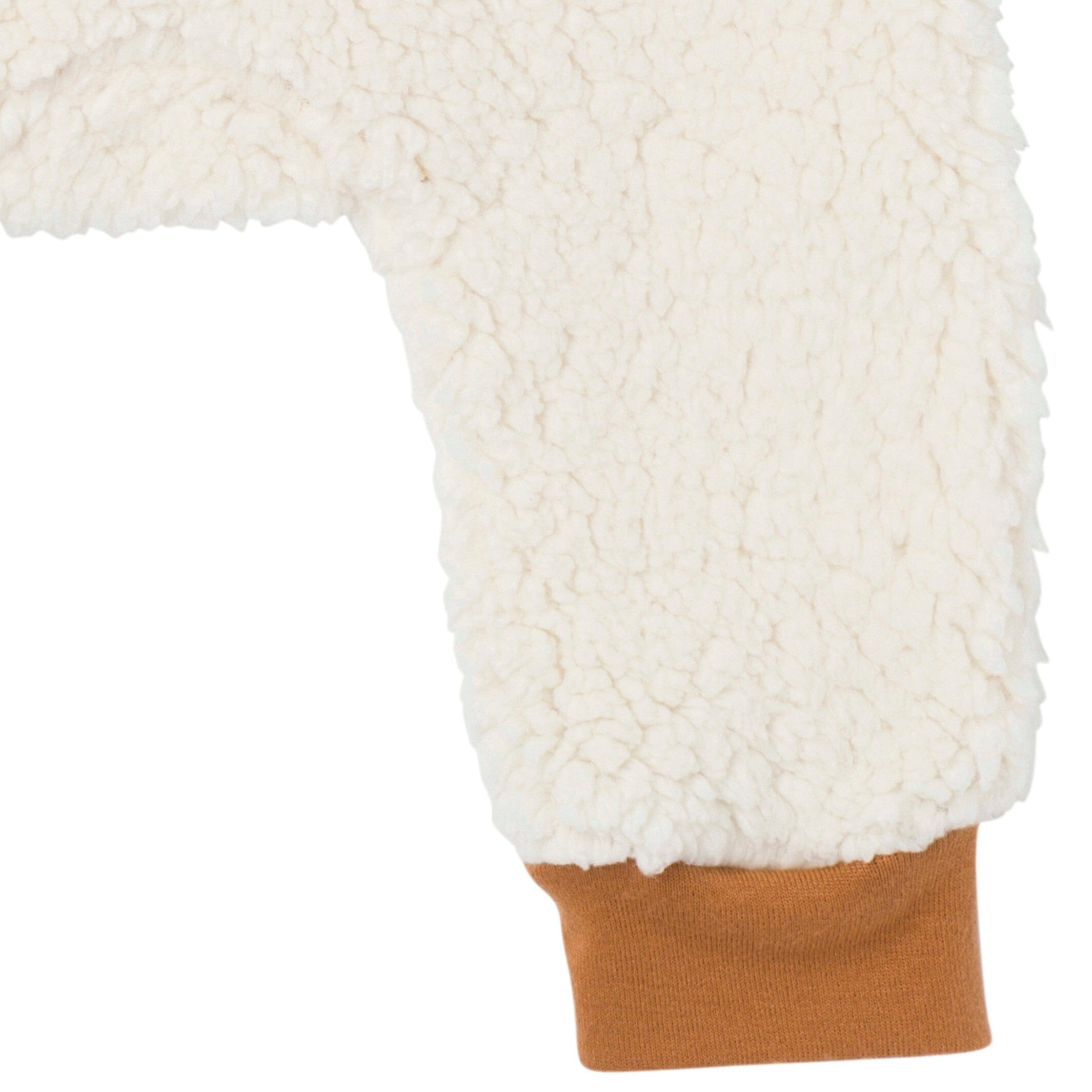 Embroidered 2-Piece Baby Neutral Ivory Sherpa Drop Shoulder Top With Pants - Image 9