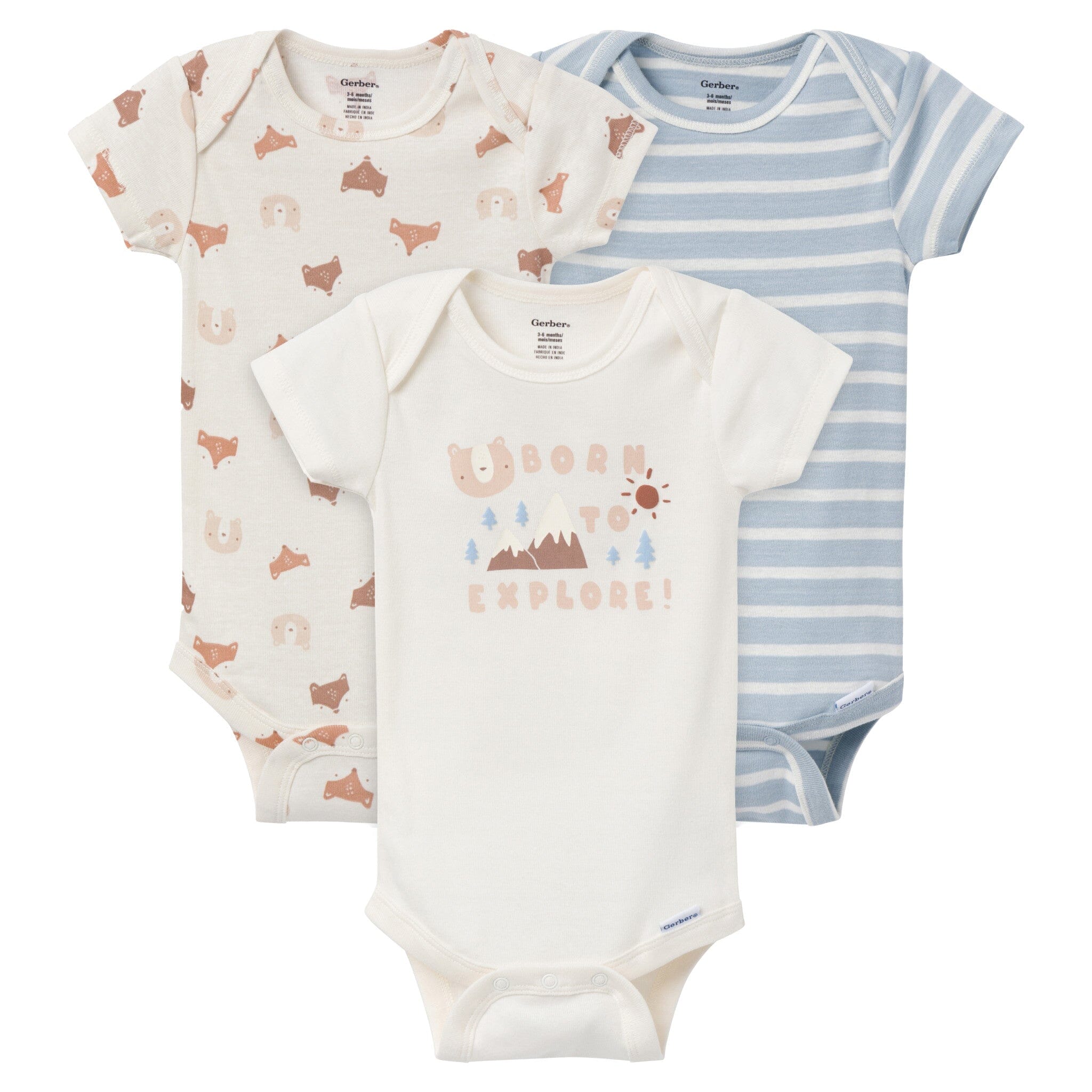 3-Pack Baby Boys Woodland Critters Onesies® Bodysuits