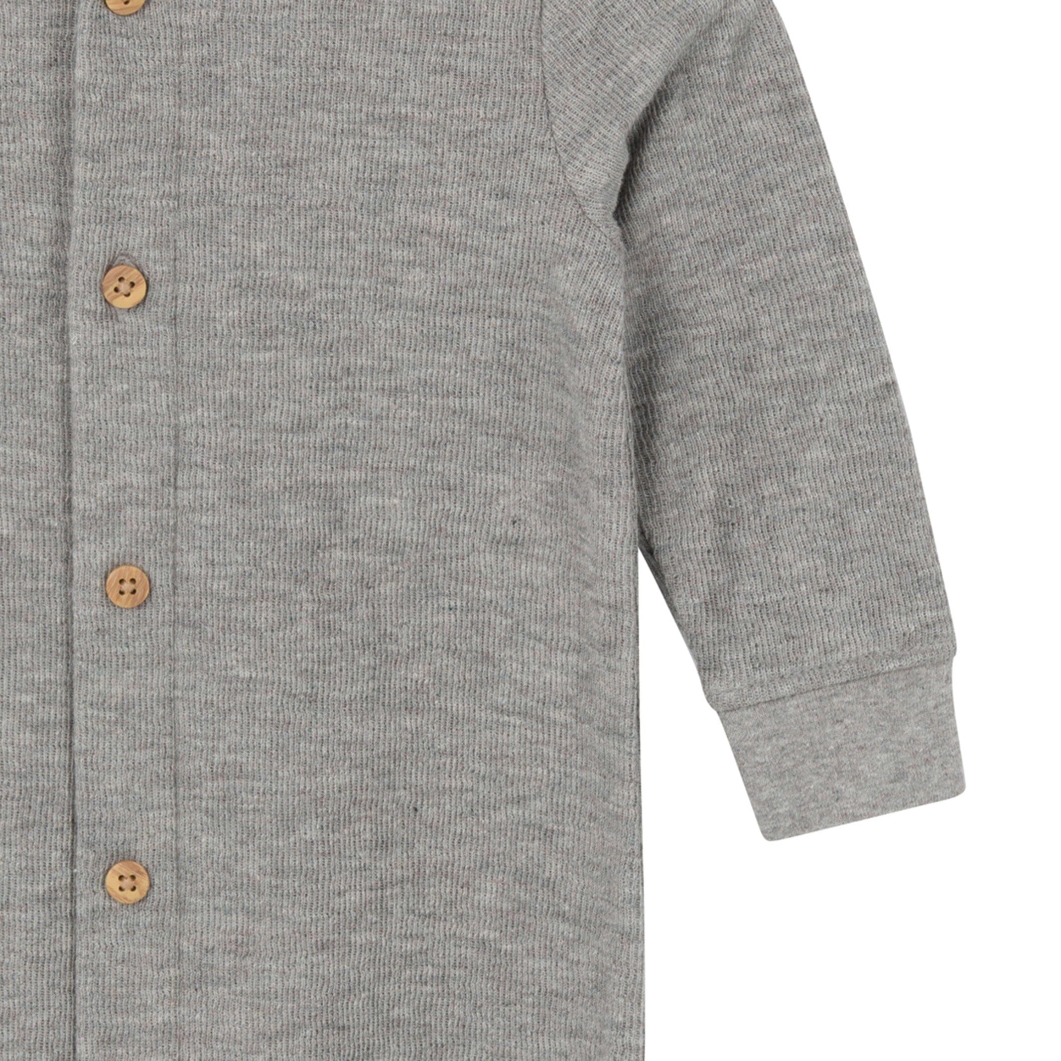 Baby Neutral Grey Heather Hooded Romper - Image 5