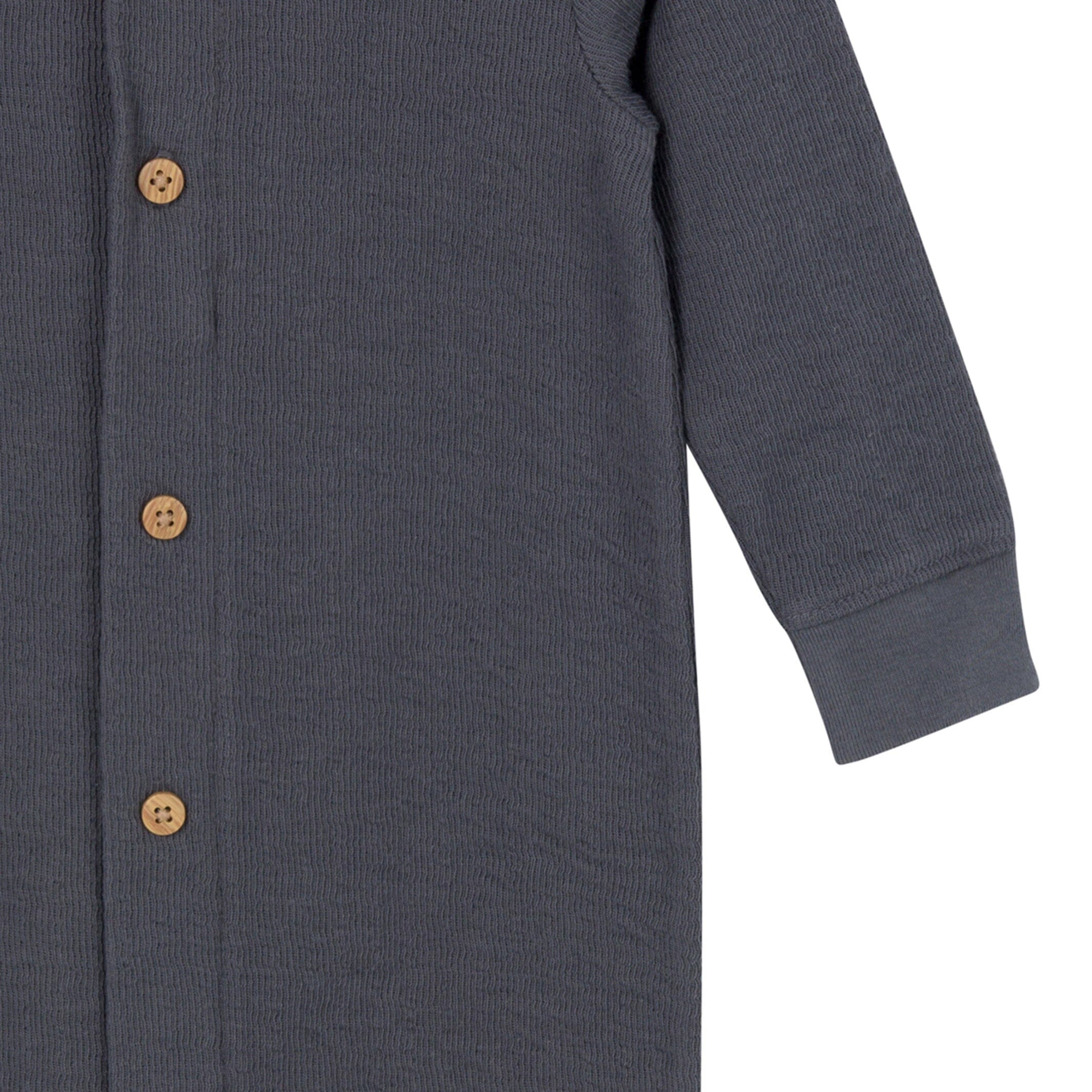 Baby Neutral Charcoal Hooded Romper - Image 3