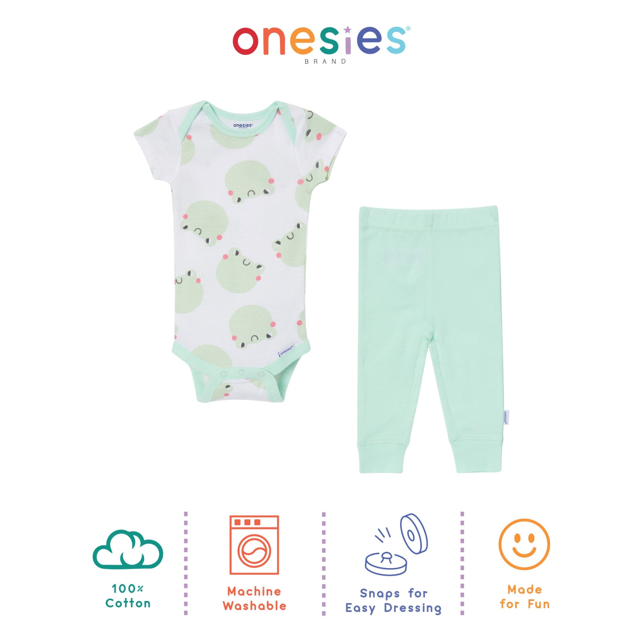 6-Piece Baby Neutral Frogs Bodysuit & Active Pant Set - Image 8