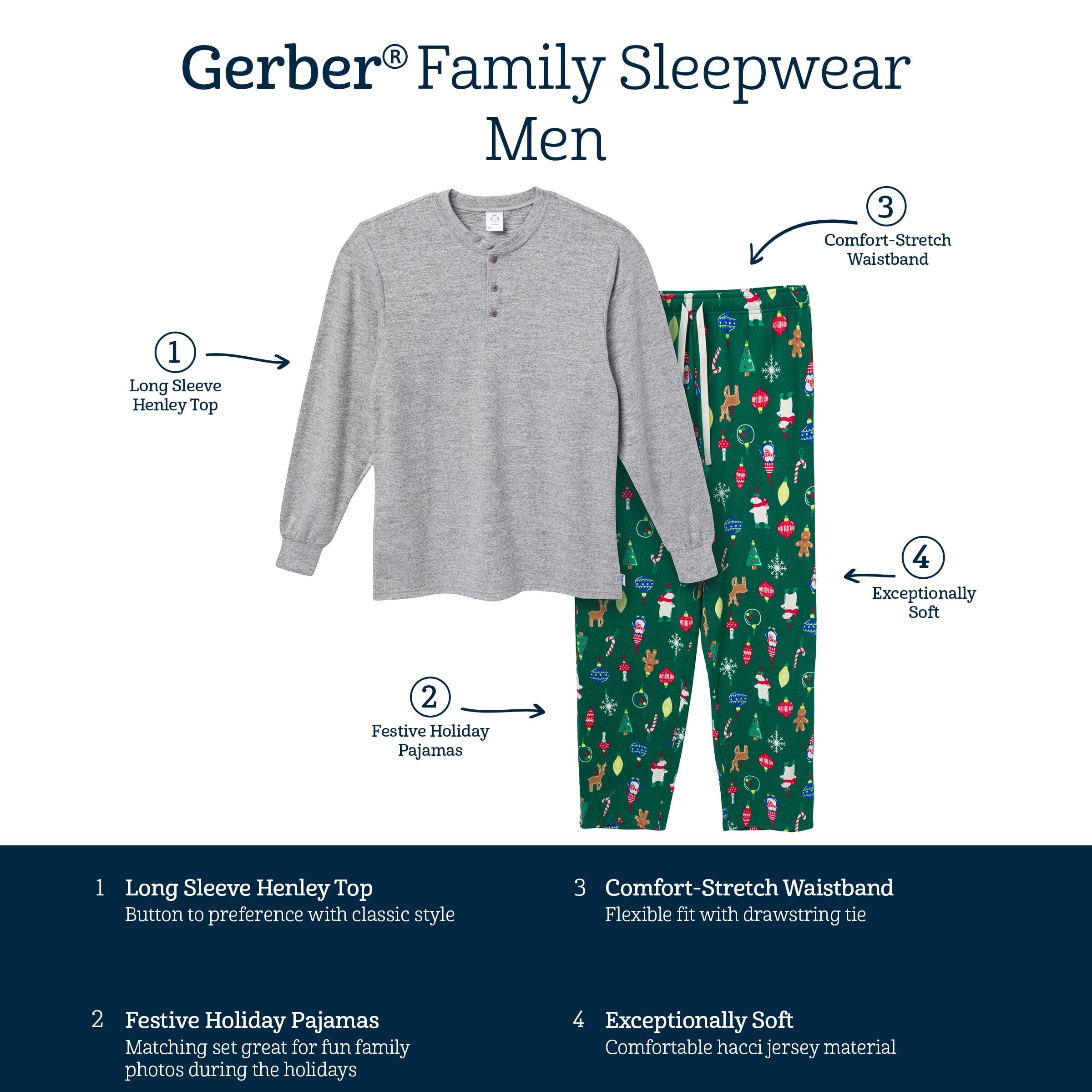 2-Piece Men's Ornaments Hacci Pajama Set - Image 8