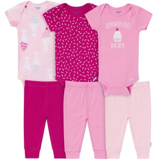 6-Piece Baby Girls Sweet Treats Bodysuit & Active Pant Set