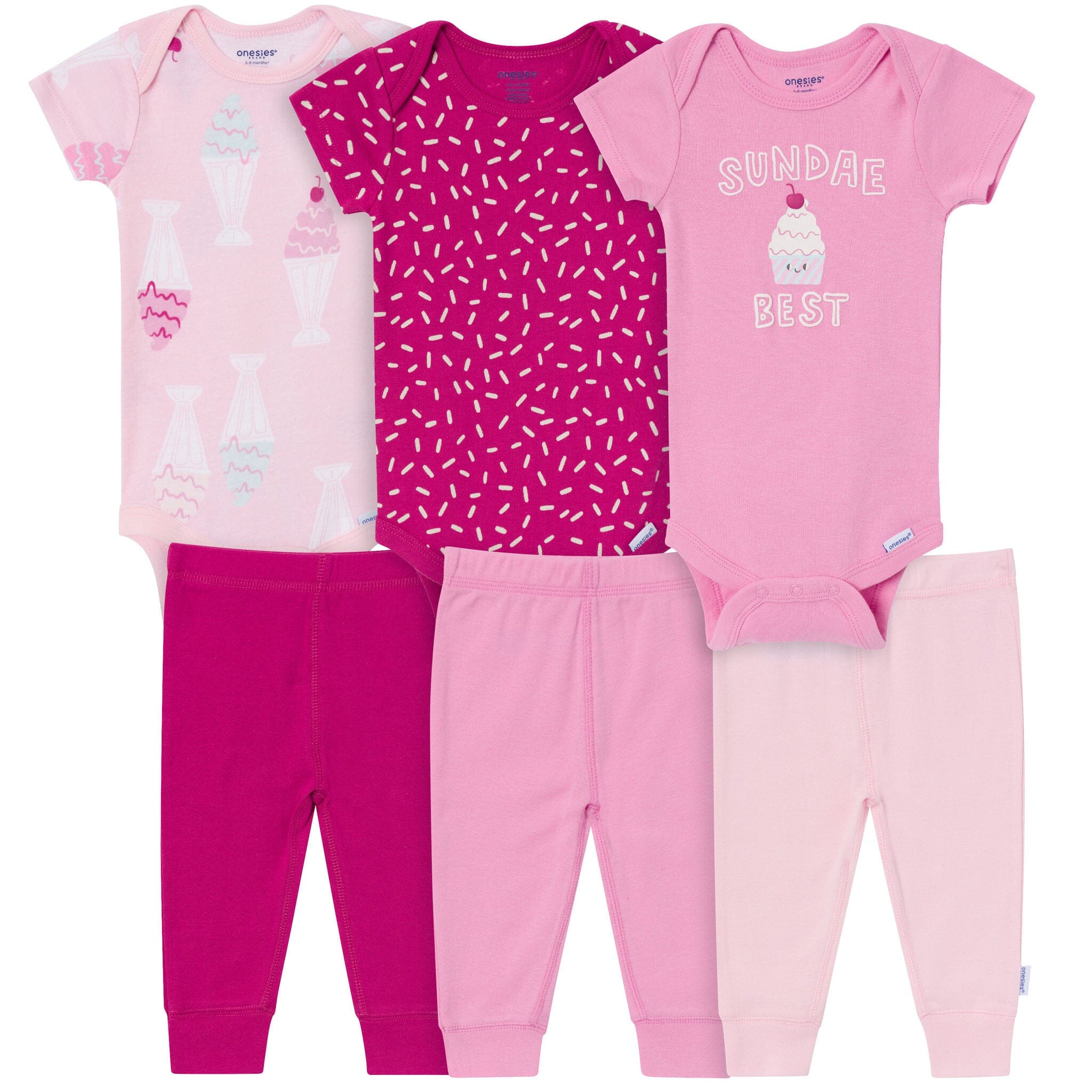 6-Piece Baby Girls Sweet Treats Bodysuit & Active Pant Set