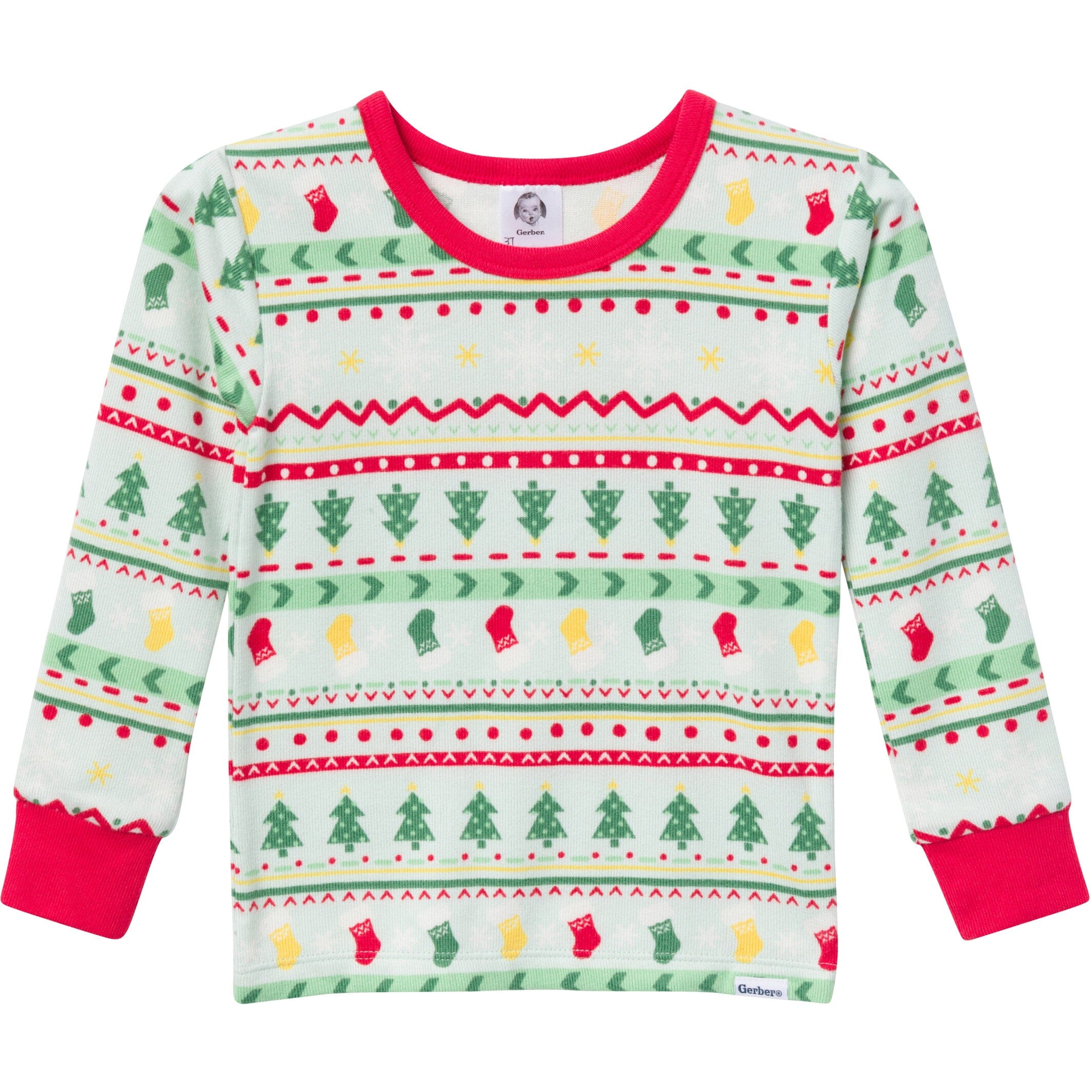 2-Piece Infant & Toddler Neutral Oh What Fun Fair Isle Hacci Snug Fit Pajama Set - Image 5
